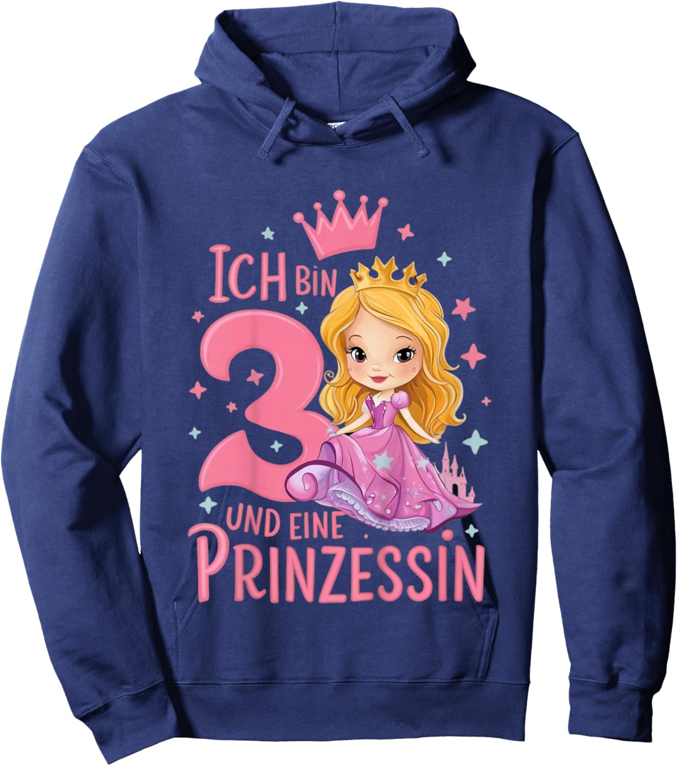 Kinder 3. Geburtstag 3 Jahre Mädchen Ich Bin 3 Und Eine Prinzessin Hoodie - Hoodie | Navy
