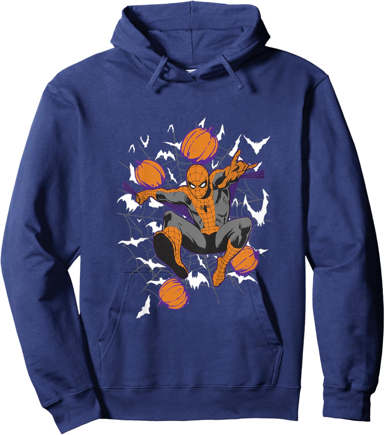 Kids Marvel Comics Retro Classic Halloween Spider-Man Pumpkins Hoodie - Hoodie | Navy
