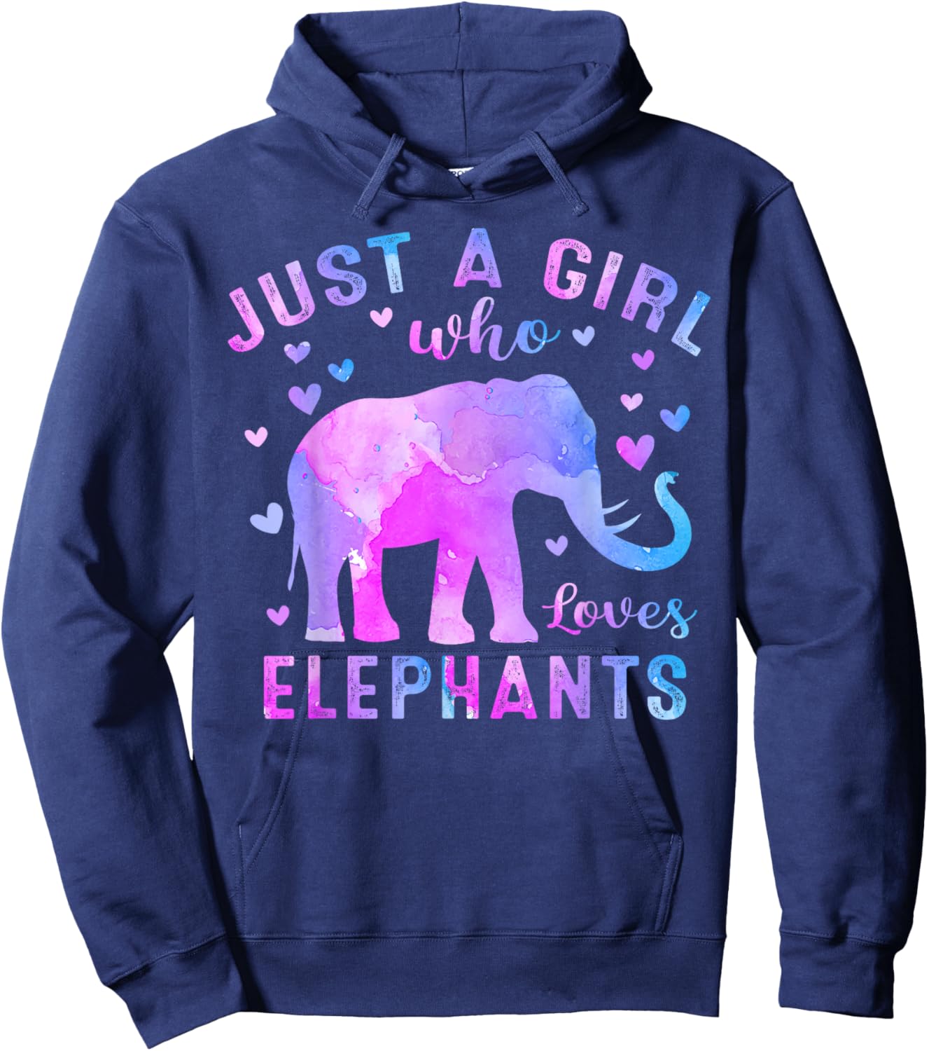 Colorful Just A Girl Who Loves Elephants Women Girls Hoodie - Hoodie | Navy