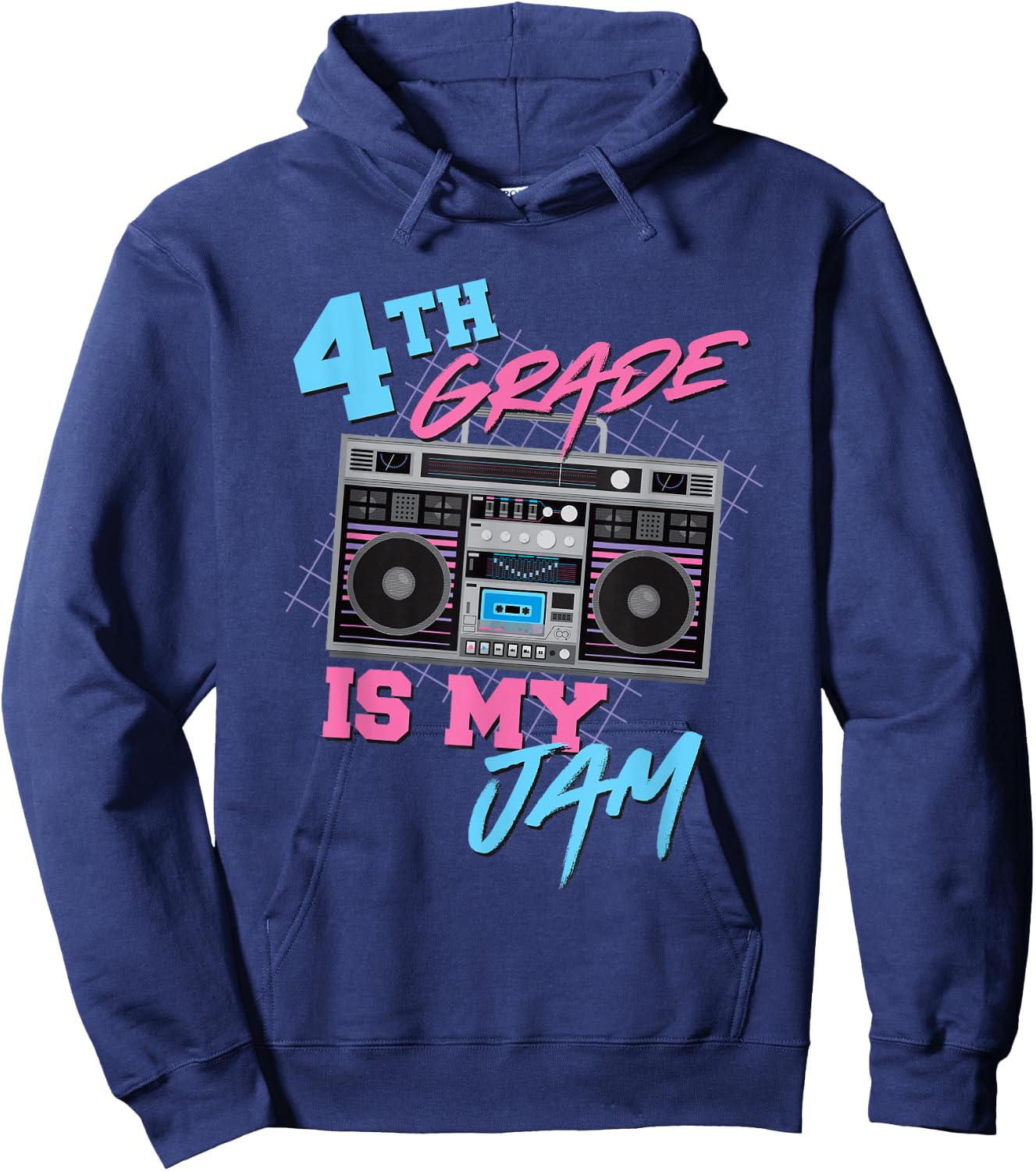 4th Grade Is My Jam - Vintage 80s Boombox Teacher Student Hoodie - Hoodie | Navy