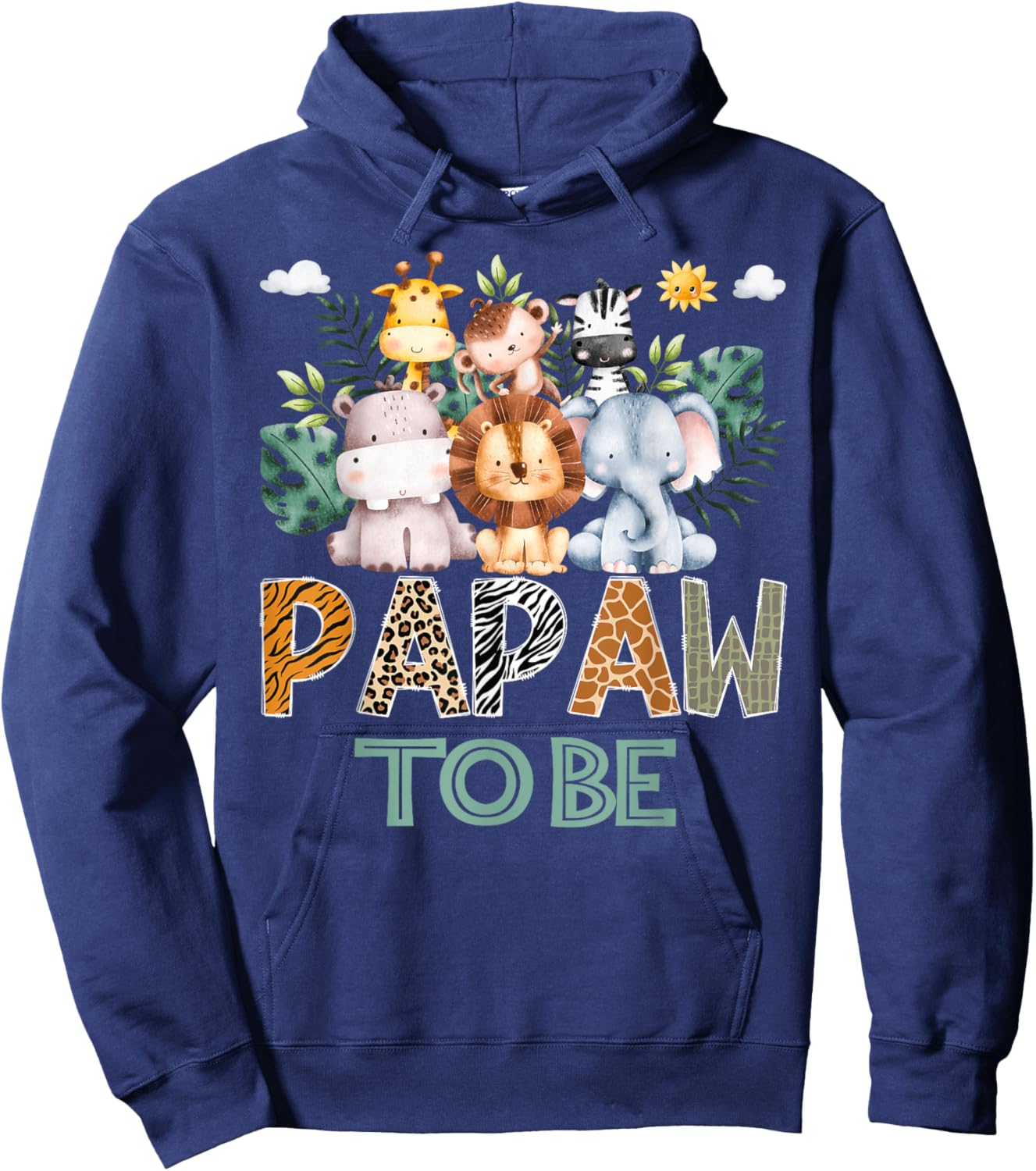 Soon To Be Papaw Jungle Animal Safari Gender Reveal Hoodie - Hoodie | Navy