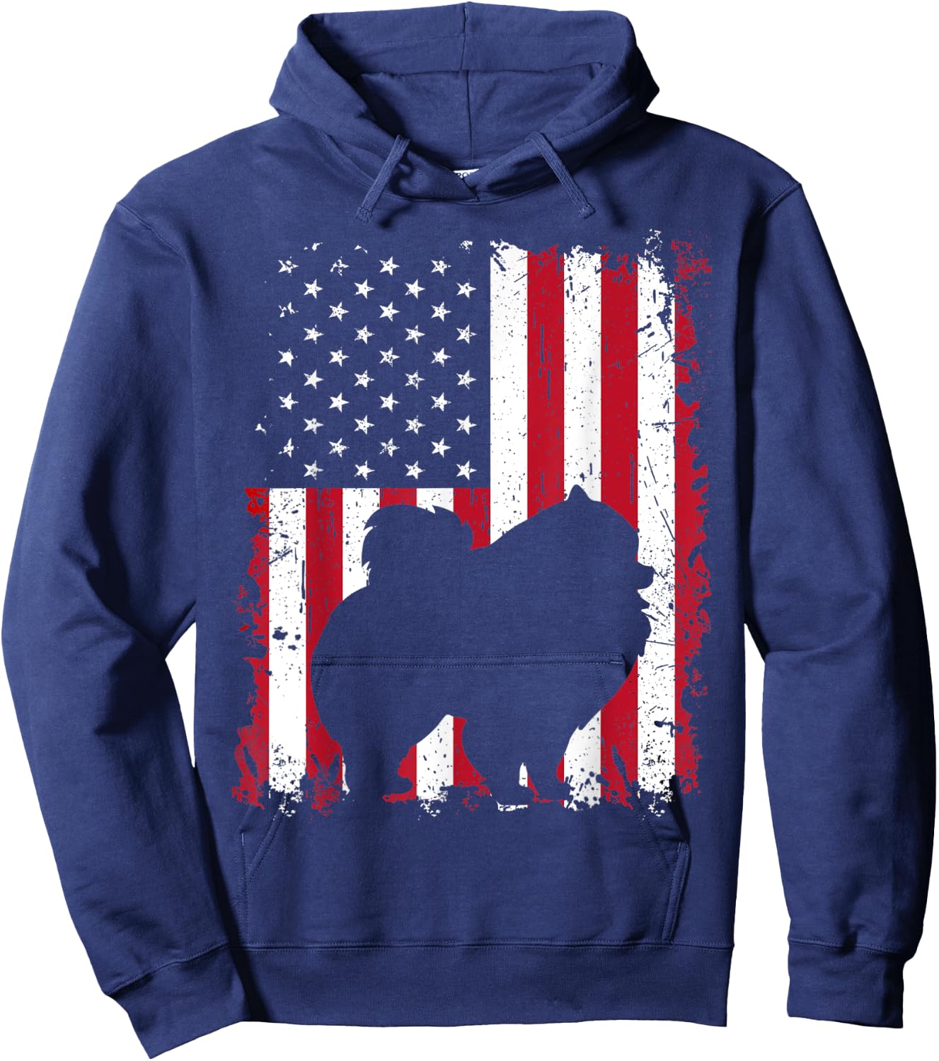 Pomeranian 4th of July Patriotic American USA Flag Gift Hoodie - Hoodie | Navy