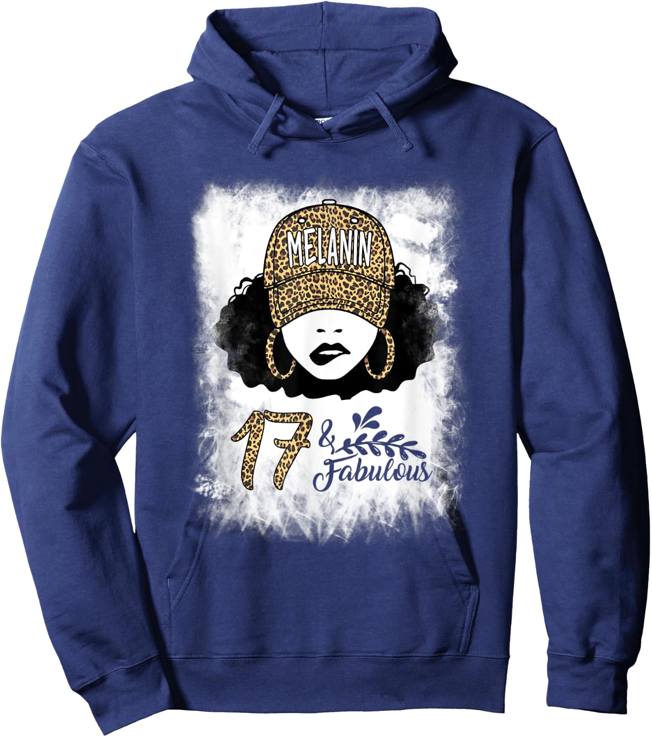 17th Birthday Fabulous Melanin Leopard 17 Year Old Women Hoodie - Hoodie | Navy