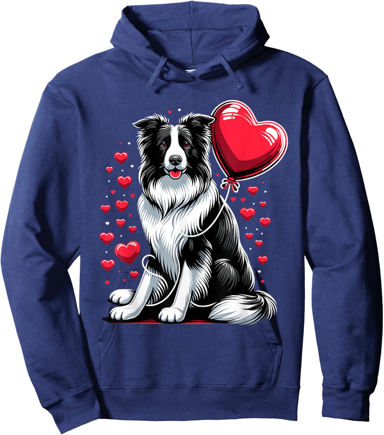 Border Collie Dog Valentines Day Dog Owner Valentine Hoodie - Hoodie | Navy
