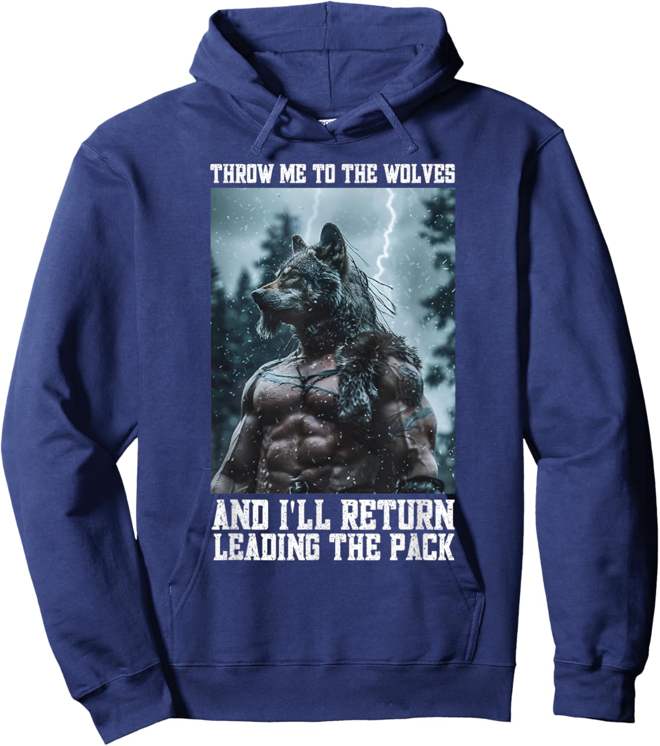 Viking Werewolf Cringe Alpha Wolf Throw Me To The Wolves Hoodie - Hoodie | Navy