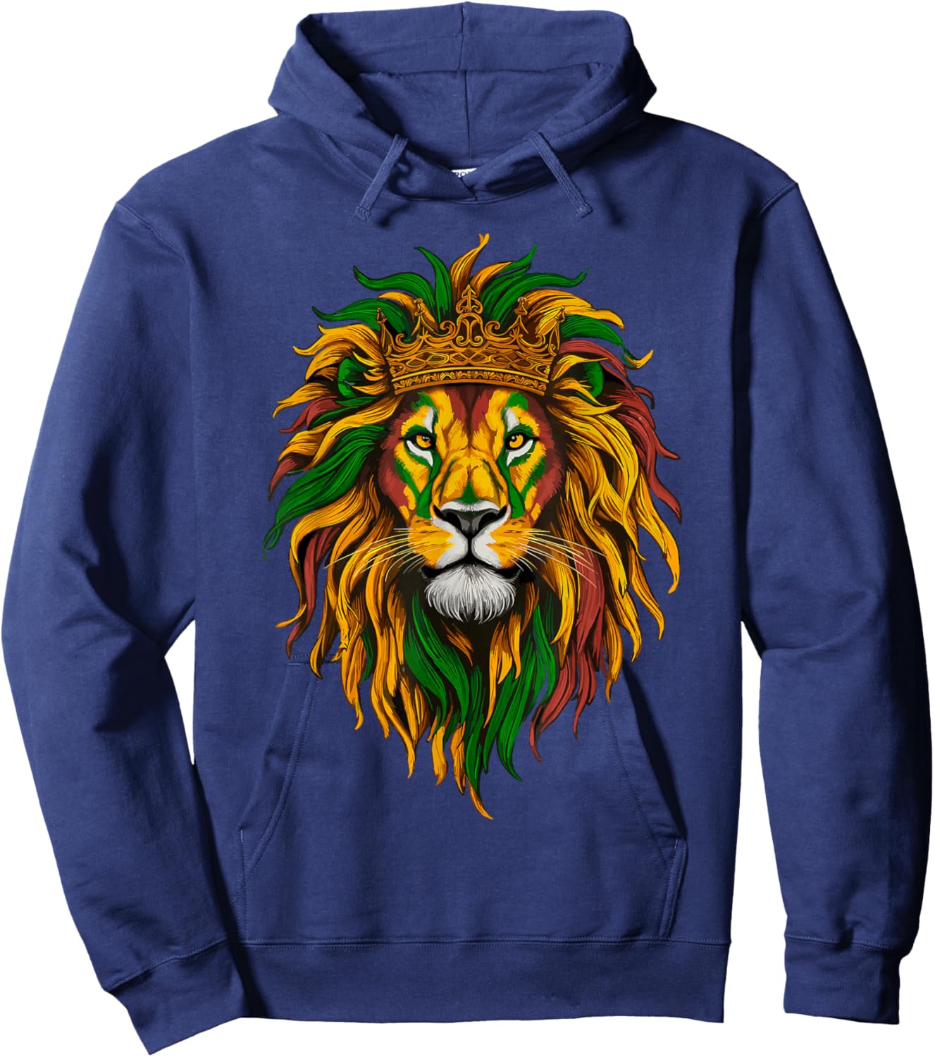 Rasta Lion of Judah Rastafarian Reggae Ethiopian Lion Hoodie - Hoodie | Navy