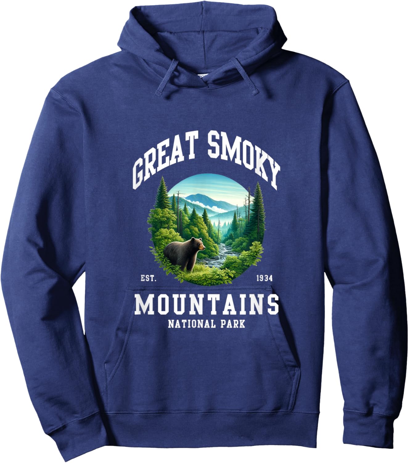 Retro Great Smoky Mountains National Park Men Women Hiking Hoodie - Hoodie | Navy