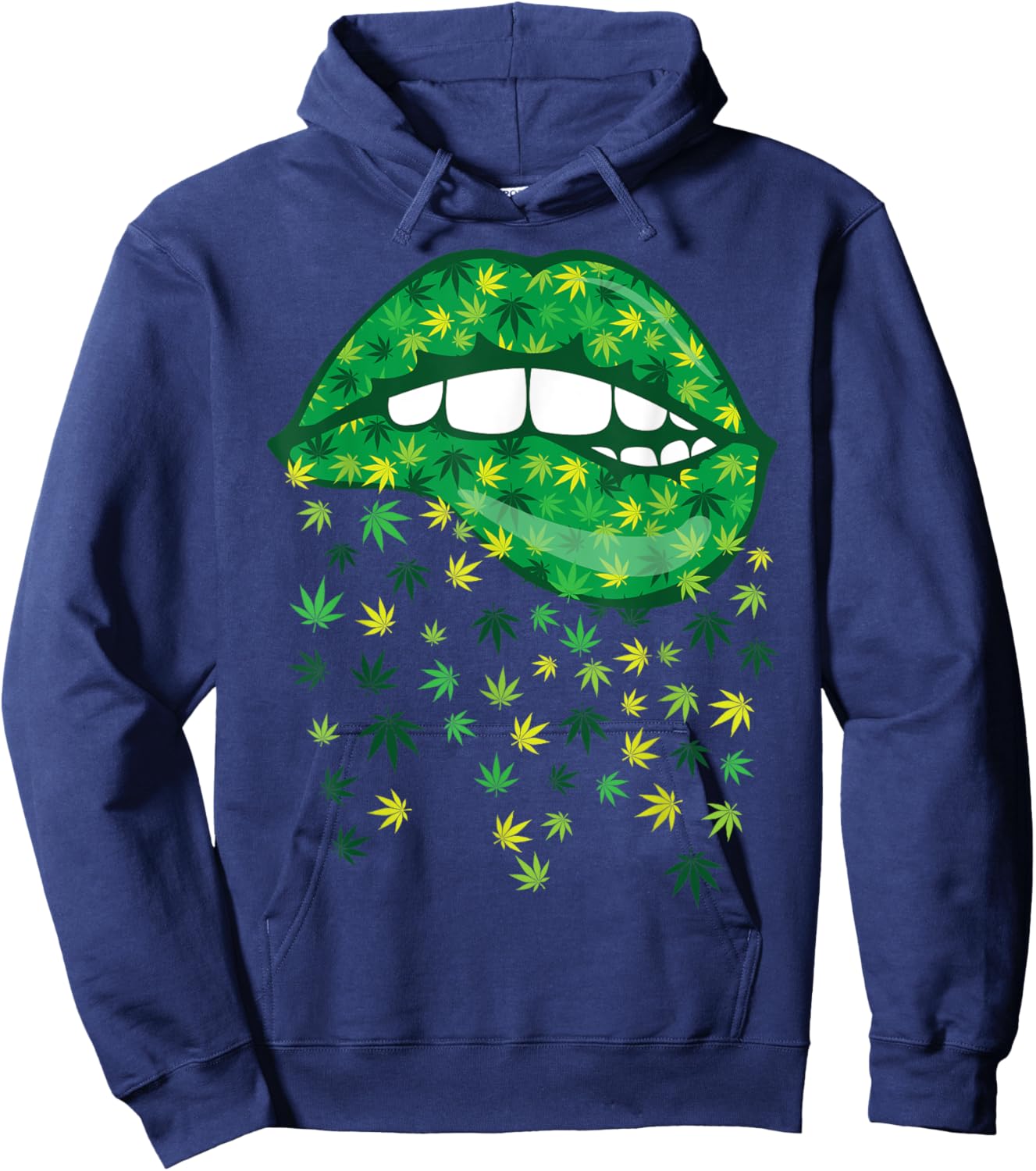 Biting Lips 420 Weed Cannabis Marijuana Stoner Gift Hoodie - Hoodie | Navy