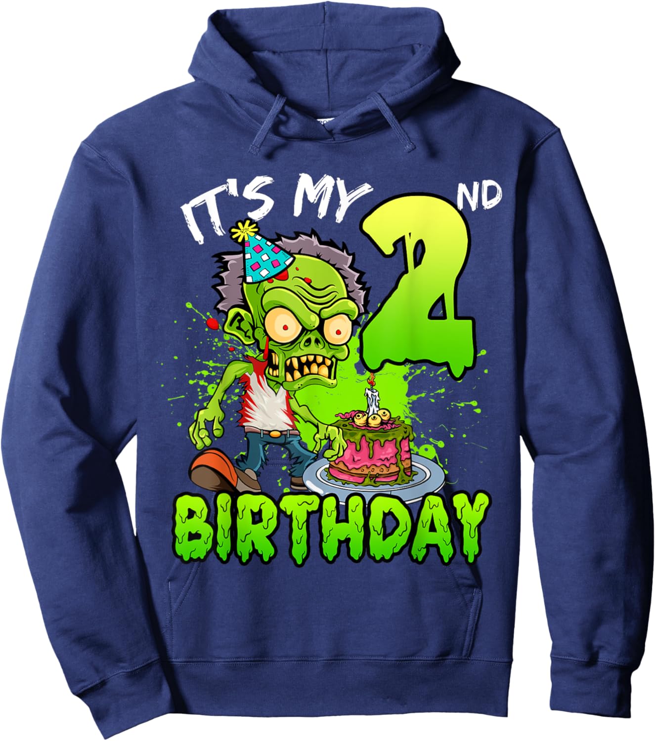 It's My 2nd Birthday Zombie Lover 2 Year Old Boys Girls Hoodie - Hoodie | Navy