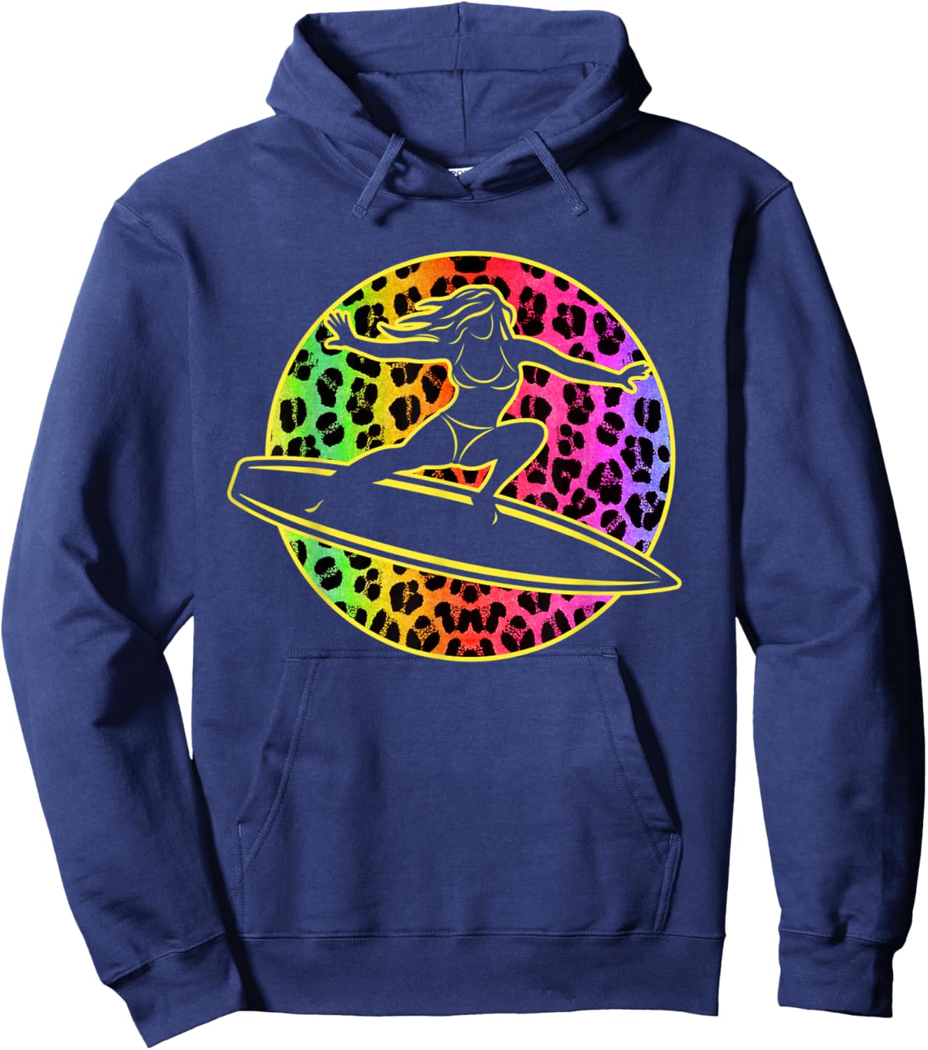 Surfing Girl Water Sports Leopard Surf Art Surfer Women Hoodie - Hoodie | Navy