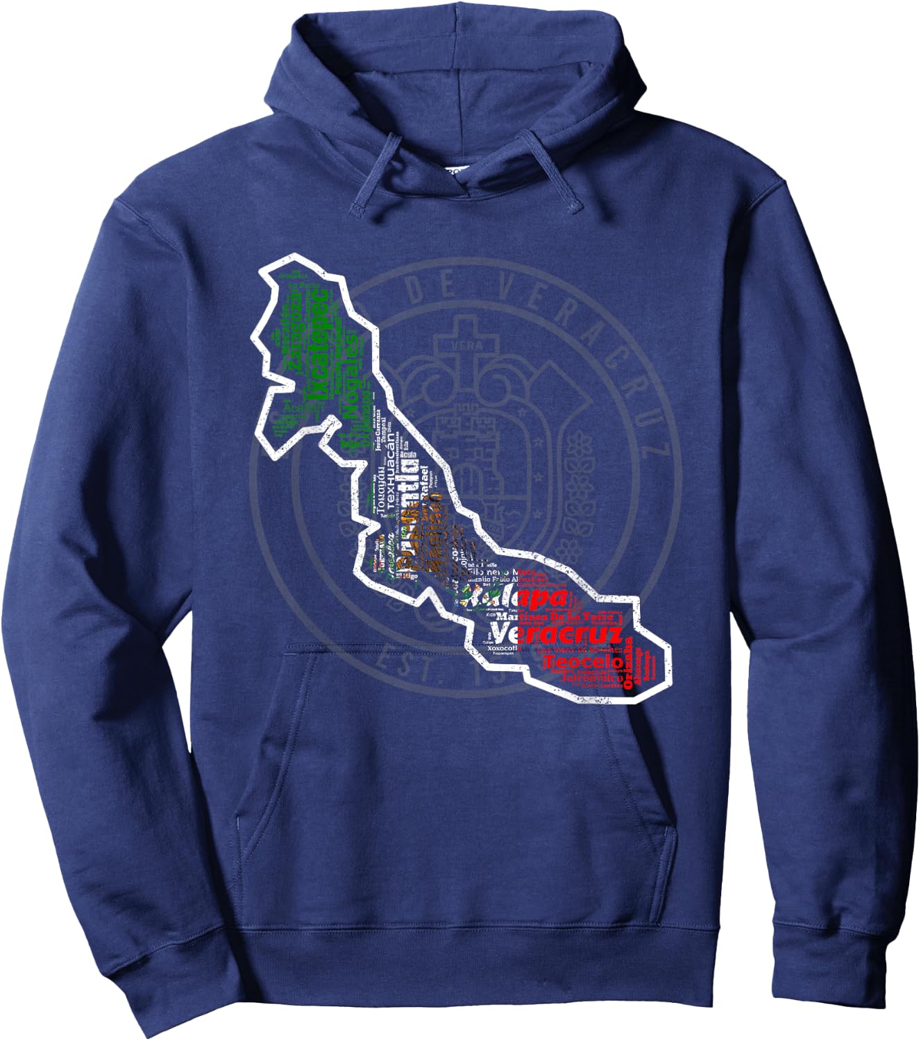 Escudo De Veracruz Bandera De Mexico Ciudades Y Municipios Hoodie - Hoodie | Navy