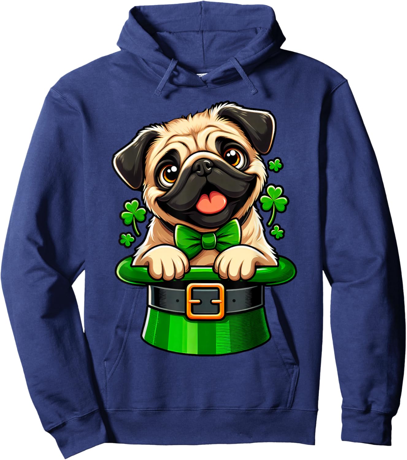 Pug St Patricks Day Leprechaun Shamrock Irish Dog Pug Lover Hoodie - Hoodie | Navy