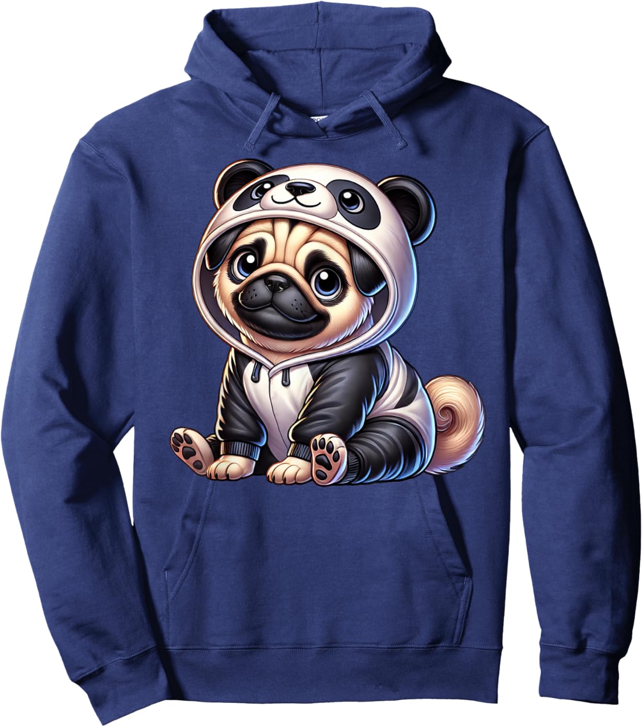 Pug Cartoon Dog Costume Carnival Panda Hoodie - Hoodie | Navy