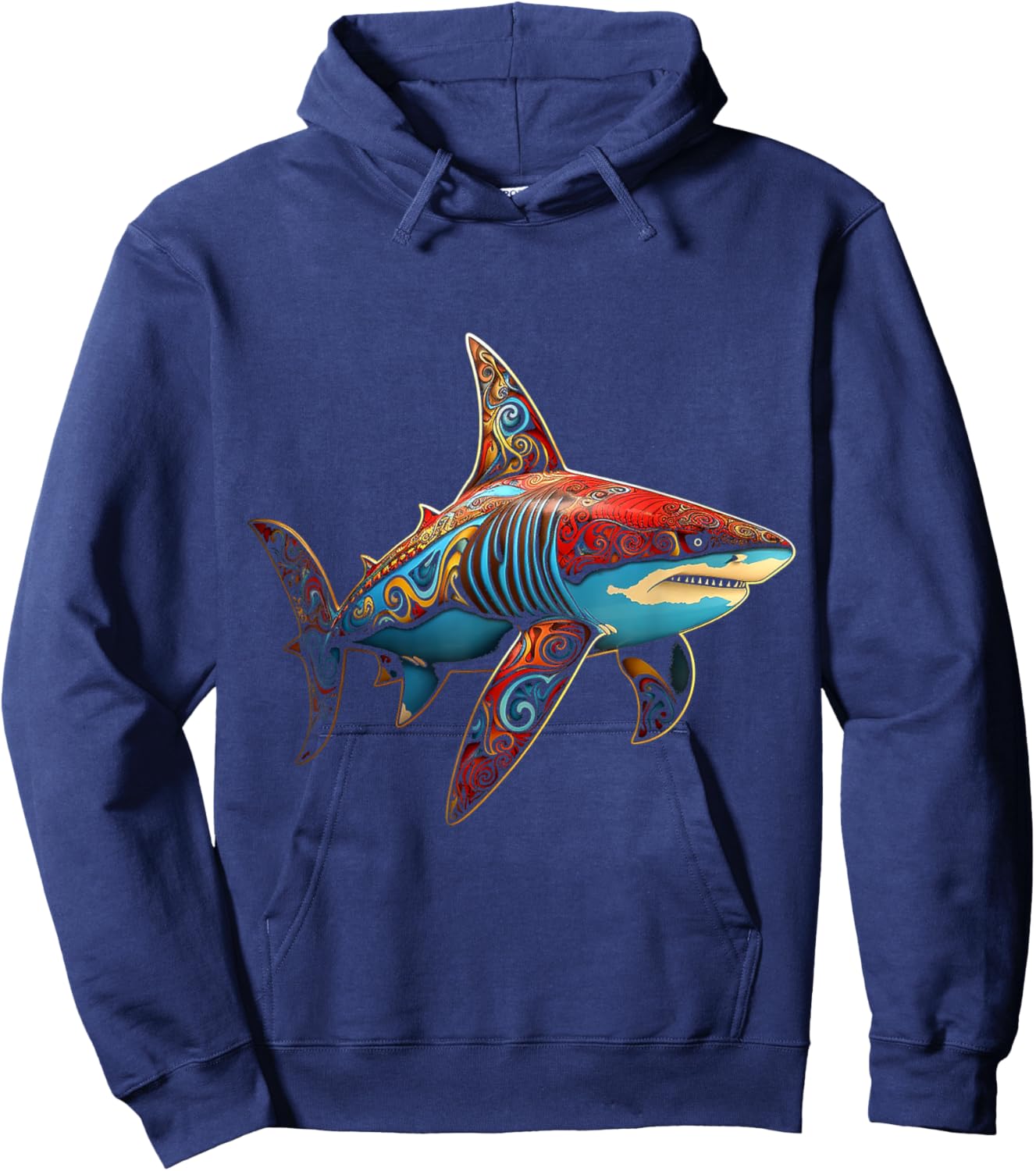Shark Geometric Animal Anime Abstract Art Shark Hoodie - Hoodie | Navy