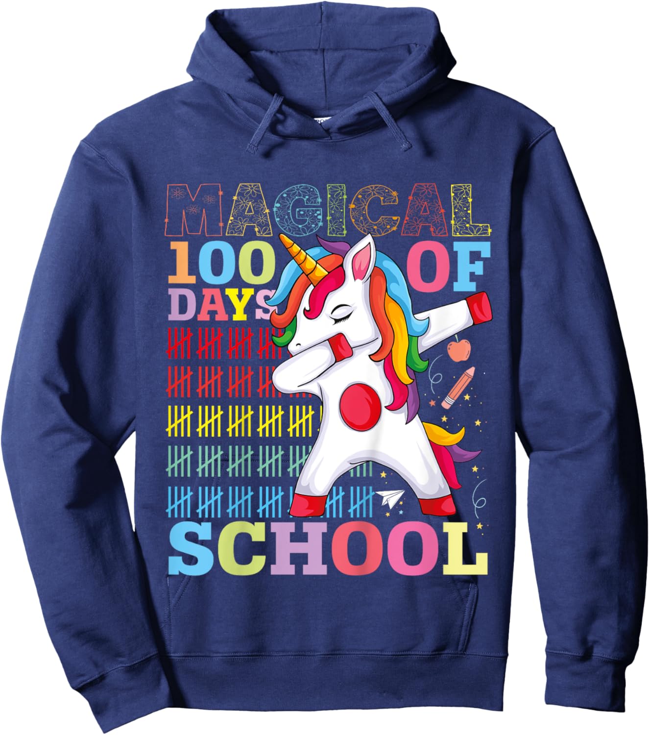 Unicorn Magical 100th Day of School Gift Boys Girls Kids Hoodie - Hoodie | Navy