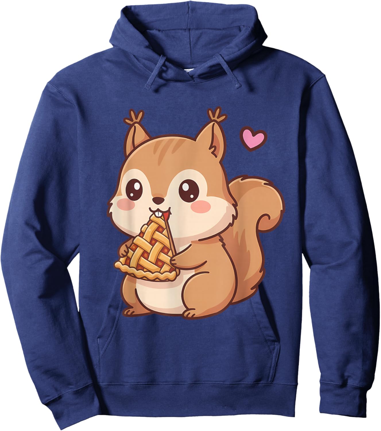 Cute Squirrel Kawaii Anime Style Eating Pie Lover Hoodie - Hoodie | Navy