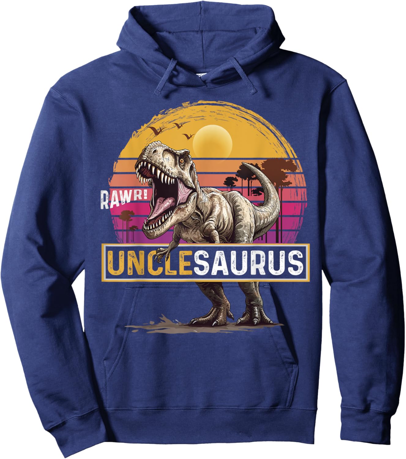 Unclesaurus T Rex Dinosaur Uncle Saurus Family Matching Hoodie - Hoodie | Navy
