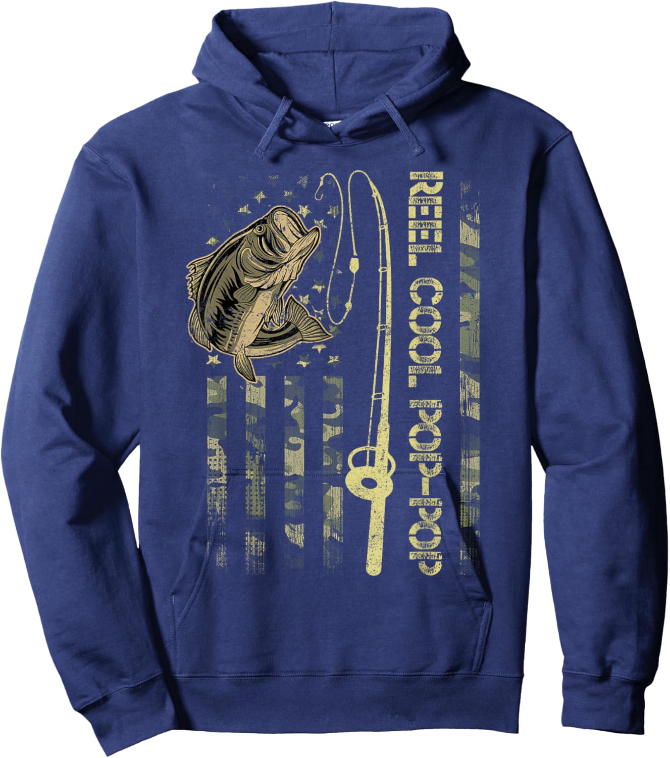 Reel Cool Pop-Pop Camouflage American Flag Funny Gift Men Hoodie - Hoodie | Navy