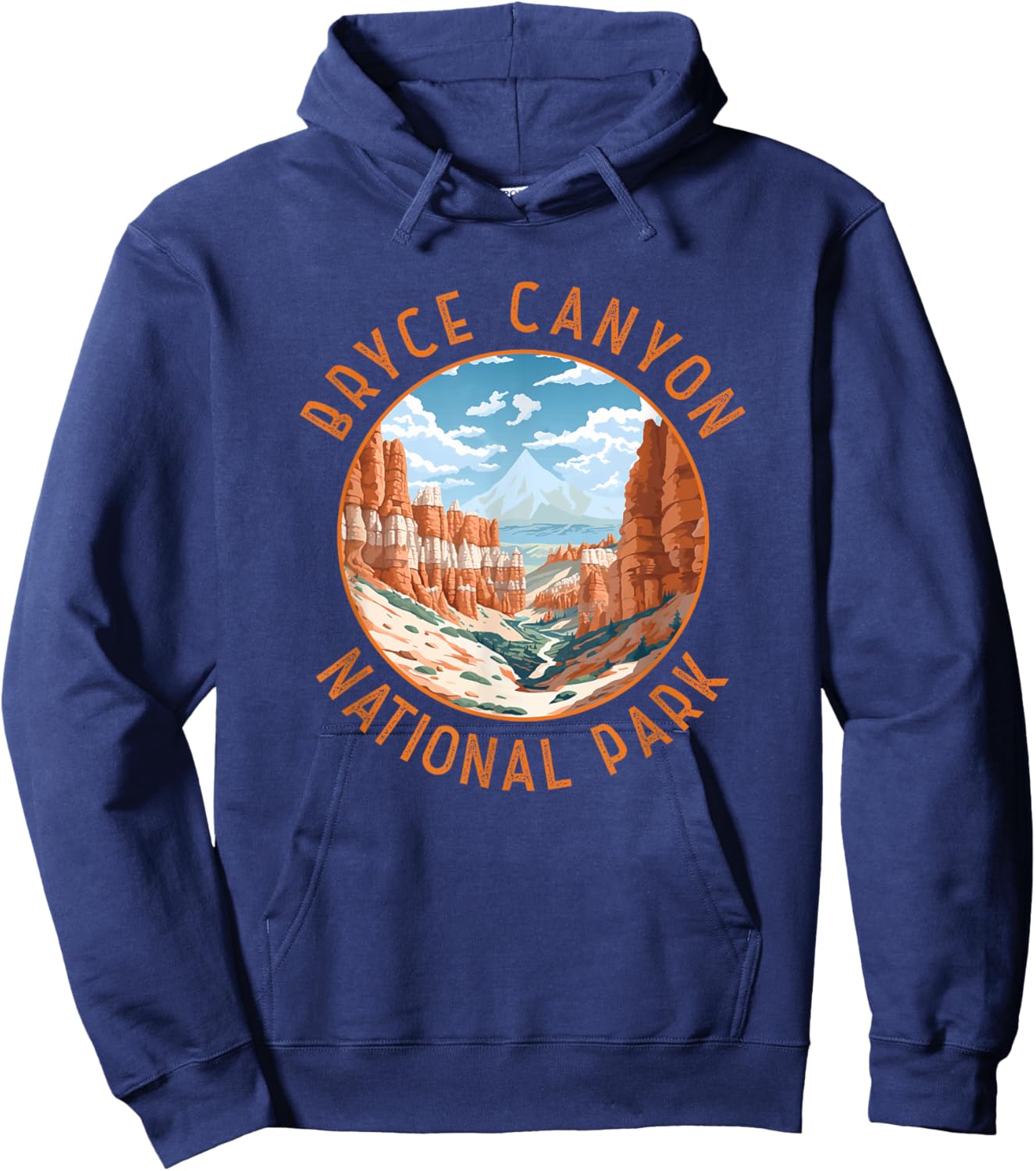Bryce Canyon National Park Illustration Distressed Circle Hoodie - Hoodie | Navy