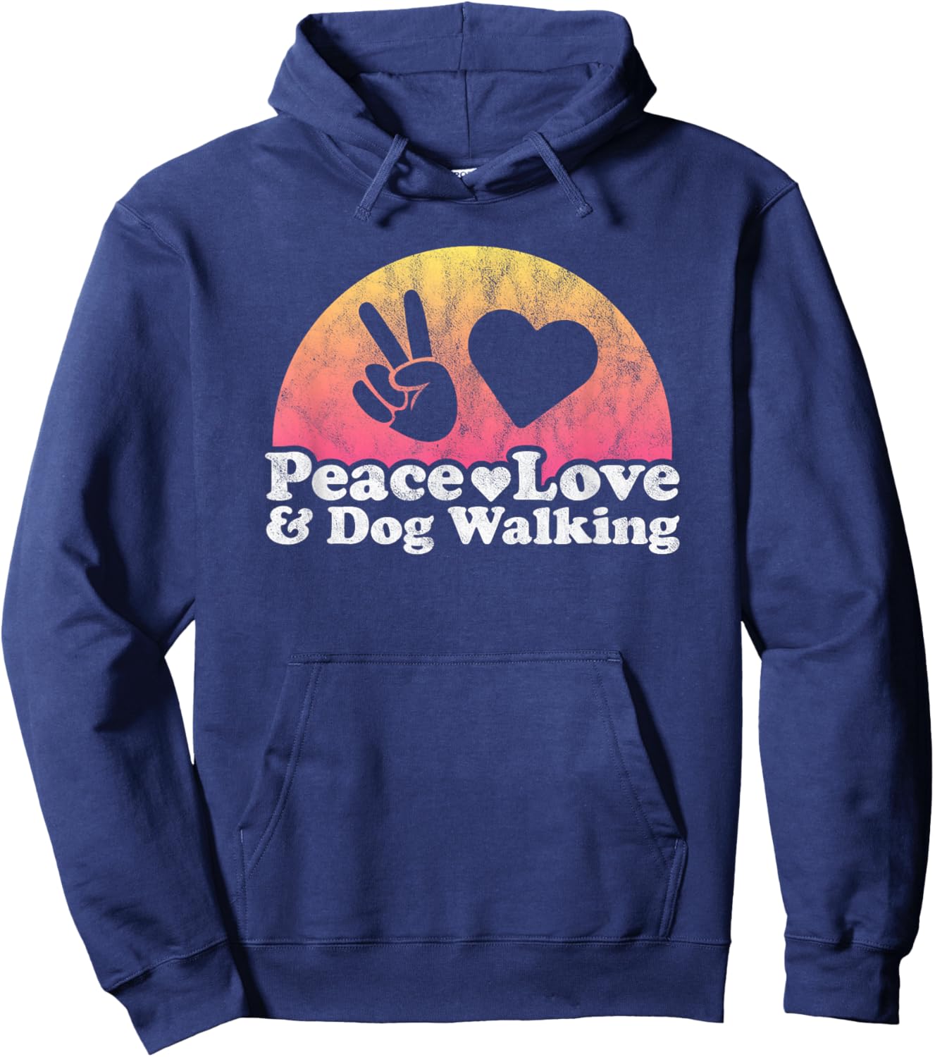 Peace Love and Dog Walking Dog Walker Men Women Kids Hoodie - Hoodie | Navy