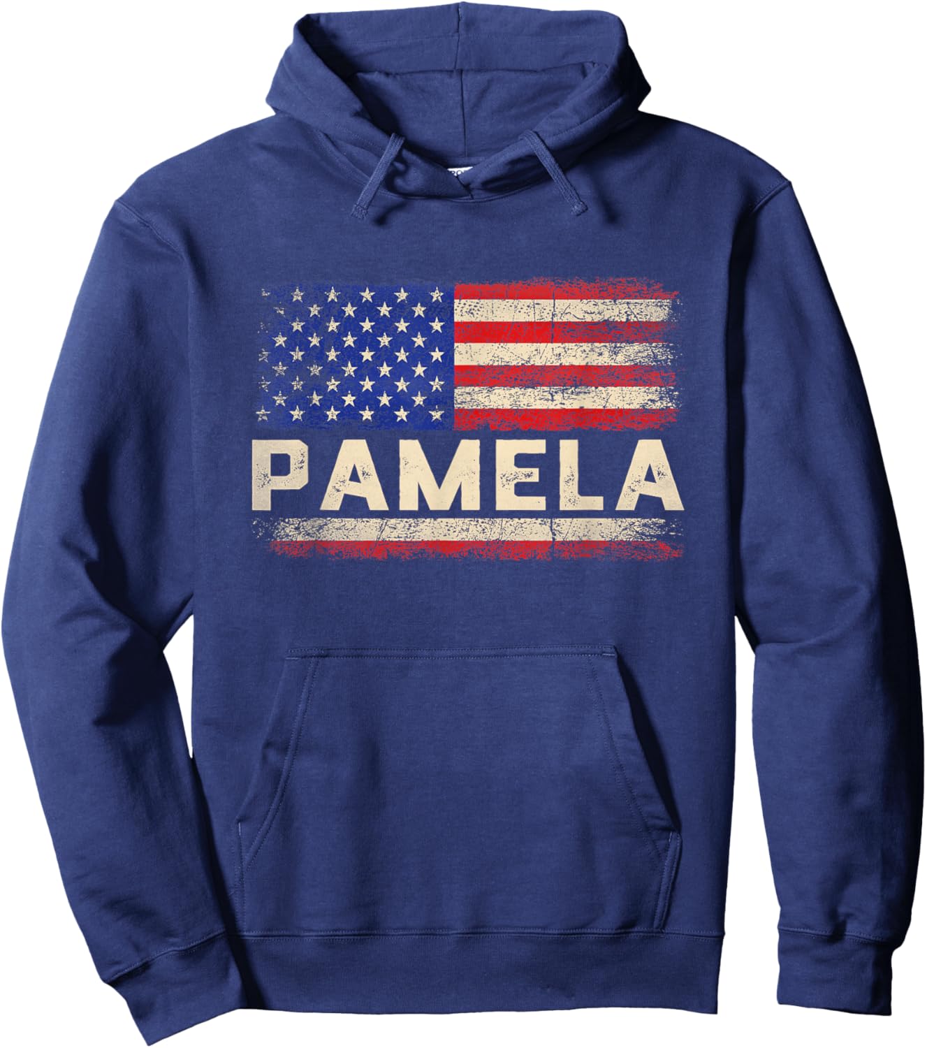 Pamela First Name Shirt Pamela Name American Flag Hoodie - Hoodie | Navy