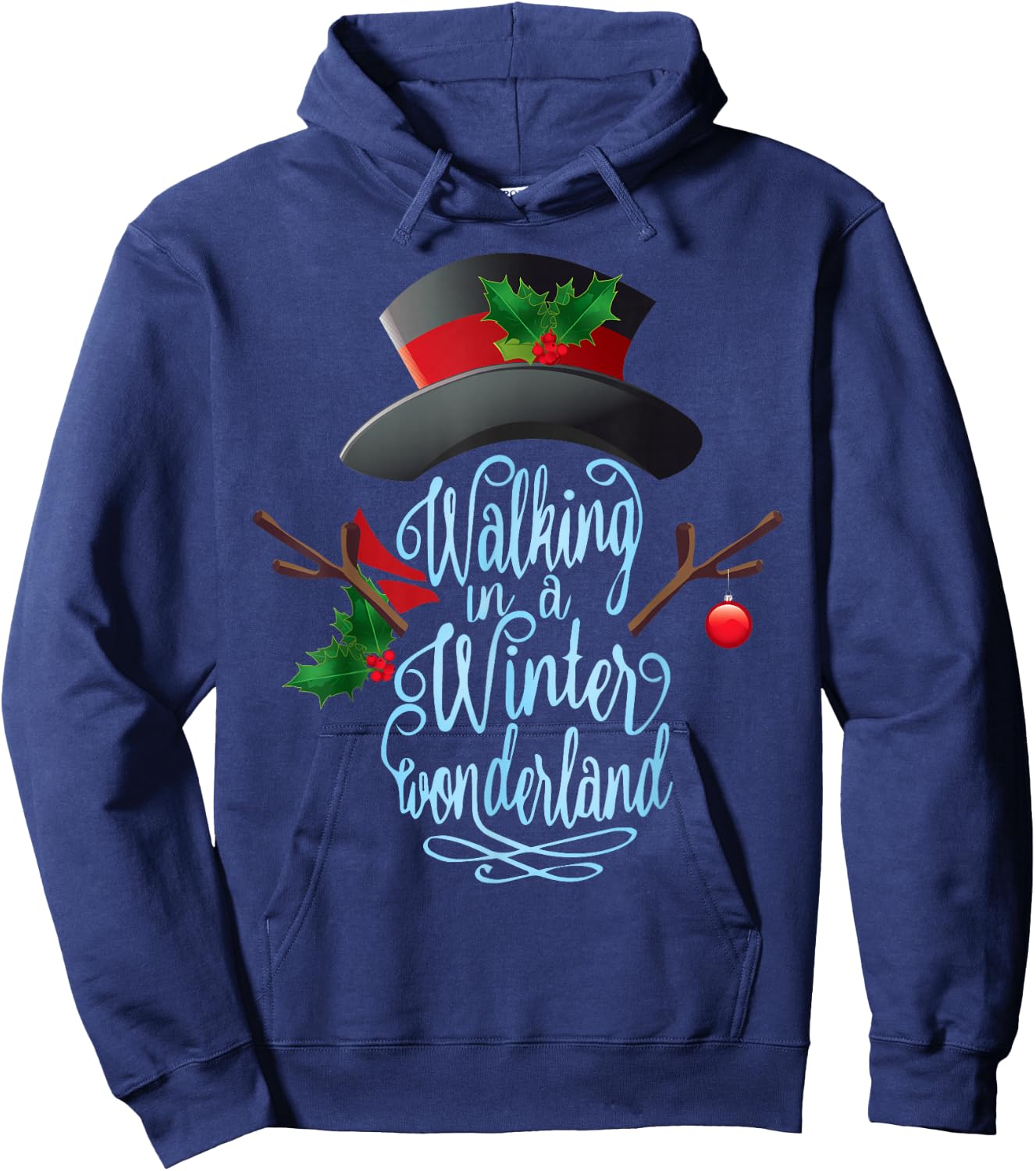 Walking in a Winter Wonderland Snowman Vintage Christmas Hoodie - Hoodie | Navy