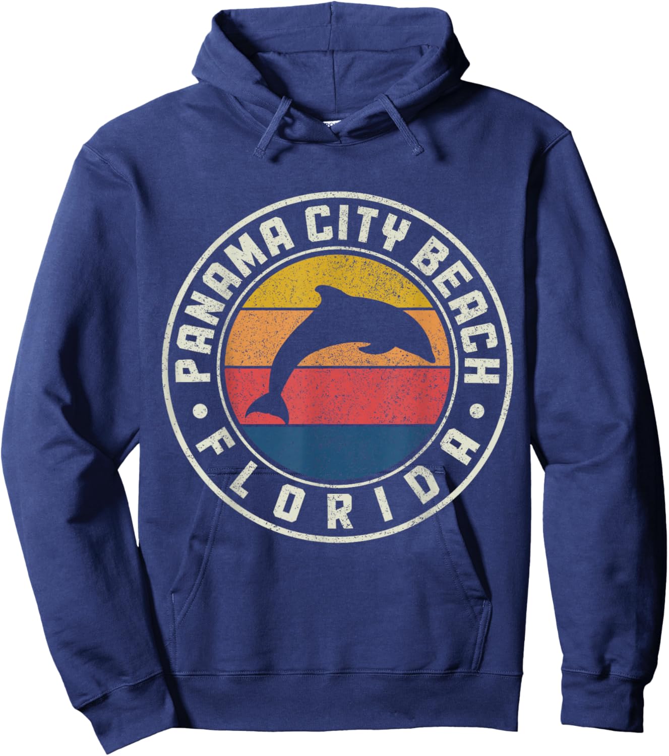Panama City Beach Florida Dolphin Souvenir Vintage Hoodie - Hoodie | Navy