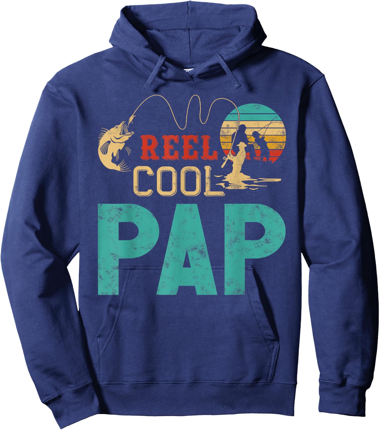 Reel cool Pap Fishing Father’s Day Gift Fisherman Pap Hoodie - Hoodie | Navy