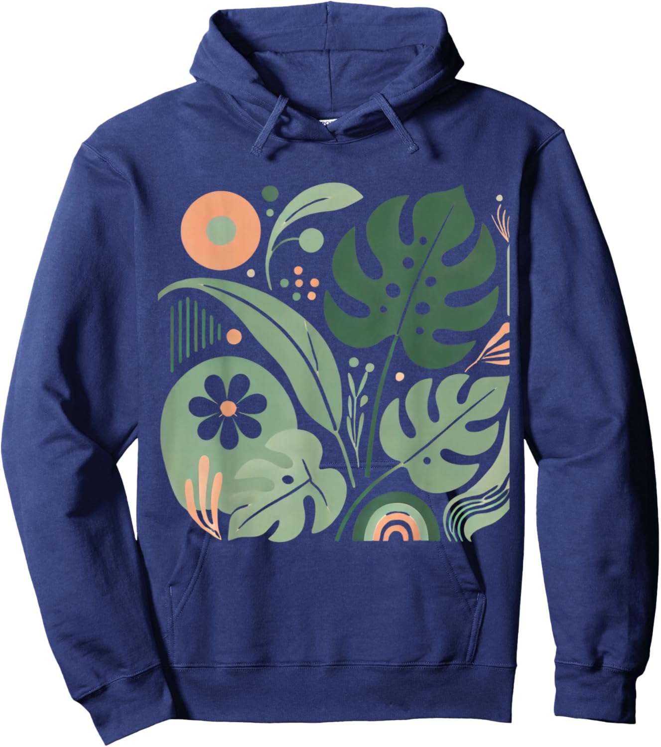 Monstera and Blooms, Monstera Design, Flora Lover. Hoodie - Hoodie | Navy