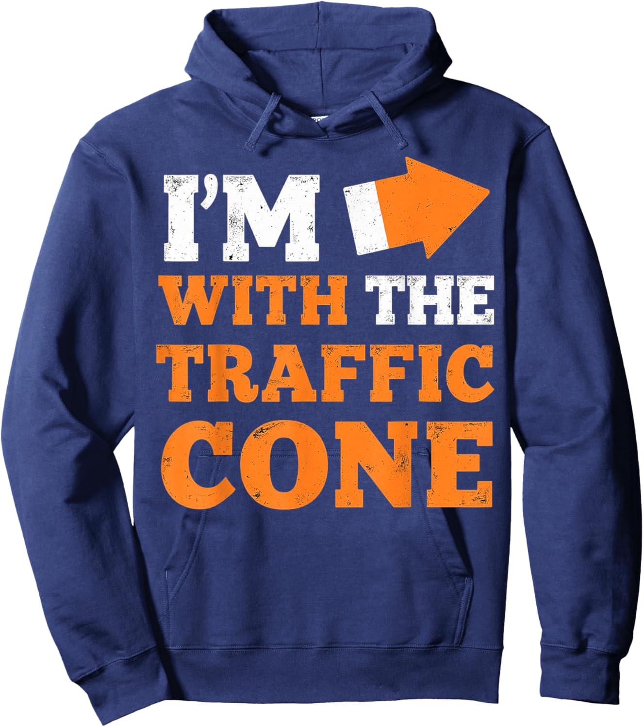I'm With The Traffic Cone Funny Halloween Couple Hoodie - Hoodie | Navy