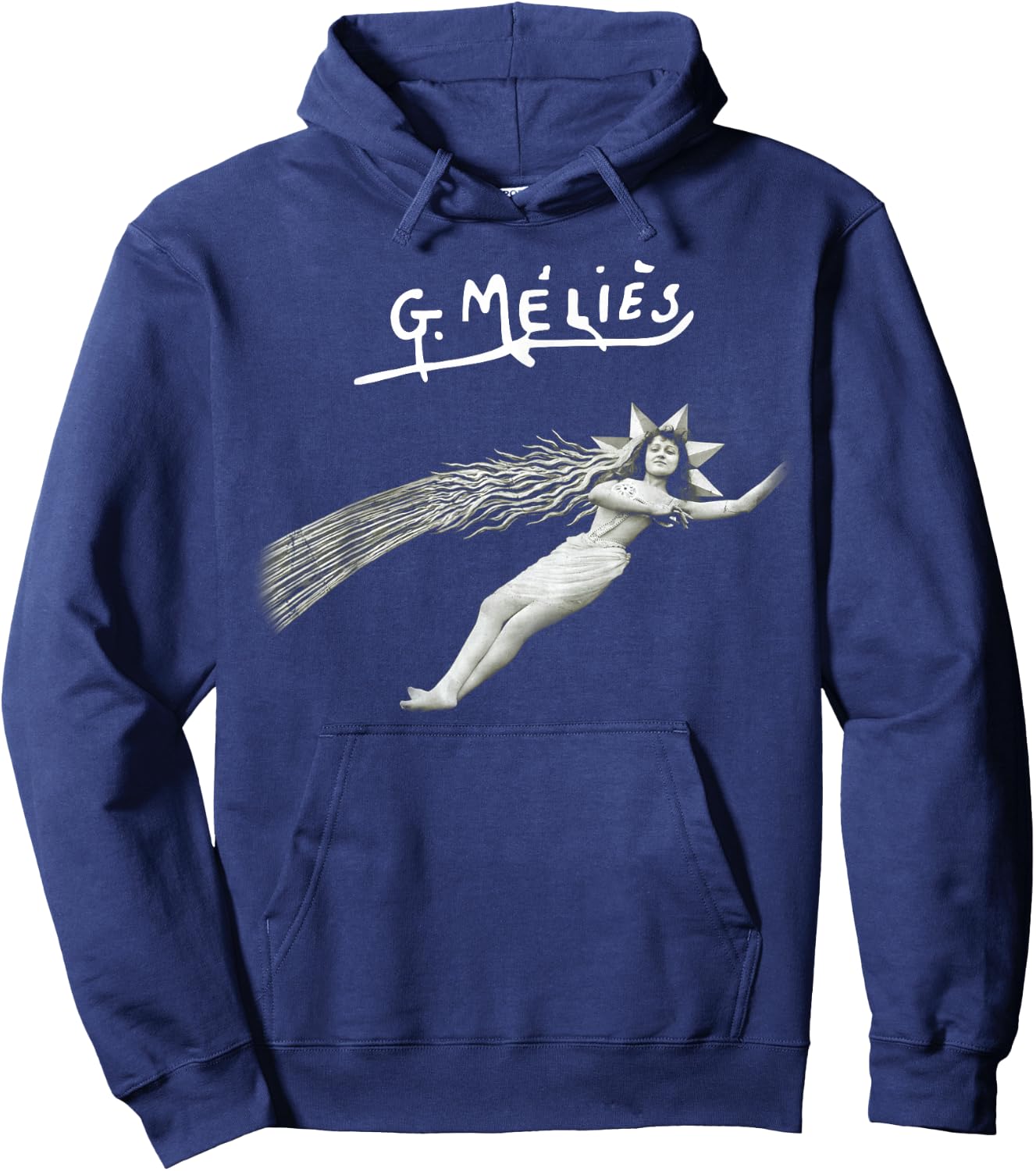 A Trip to the Moon (1902) Falling Star Silent Movie Vintage Hoodie - Hoodie | Navy