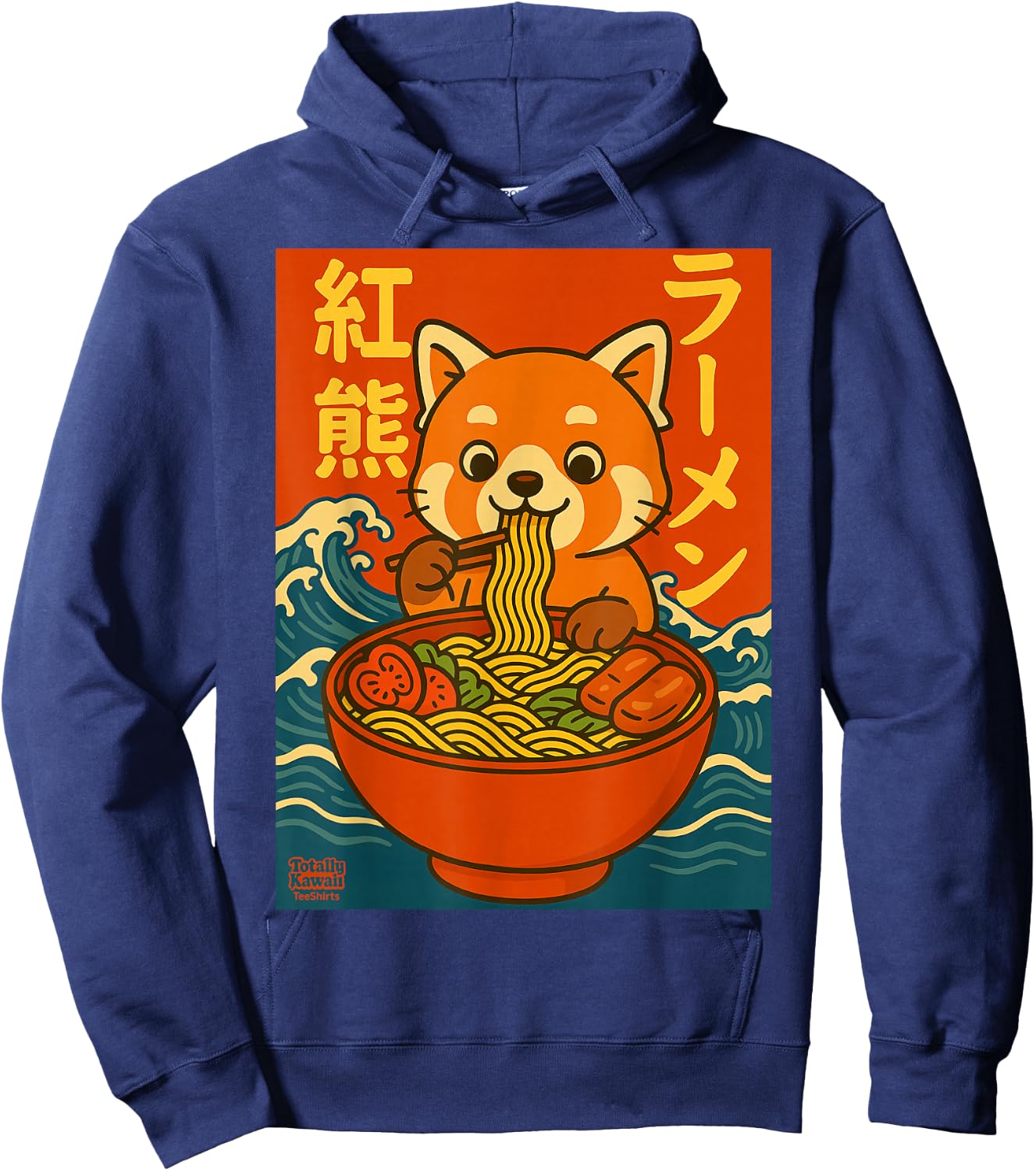Kawaii Ramen Red Panda Anime Japanese Noodles Cute Hoodie - Hoodie | Navy