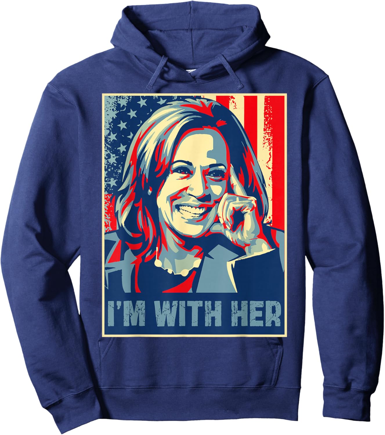 Retro I'm With Her Kamala Harris USA President Election 2028 Hoodie - Hoodie | Navy