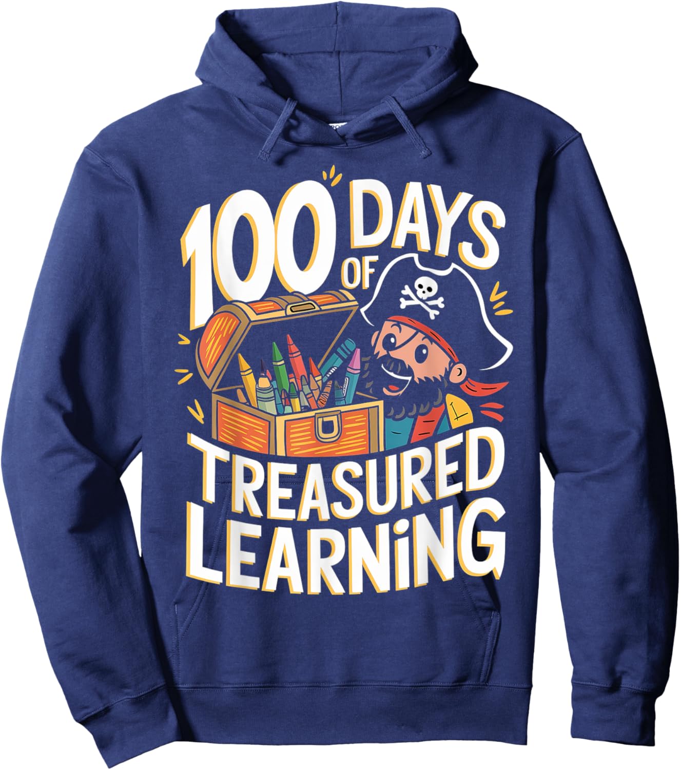 100 Days of School Boys Teacher 100th Day Pirate Outfit Hoodie - Hoodie | Navy