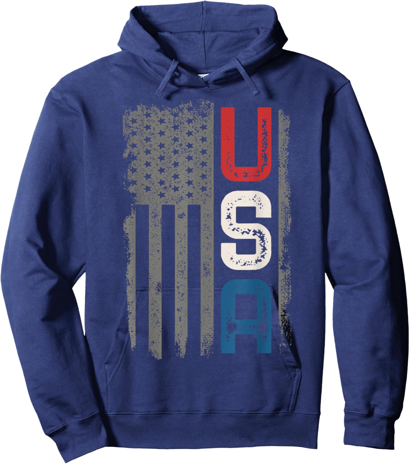 American Flag Vintage USA Patriotic Distressed American Flag Hoodie - Hoodie | Navy