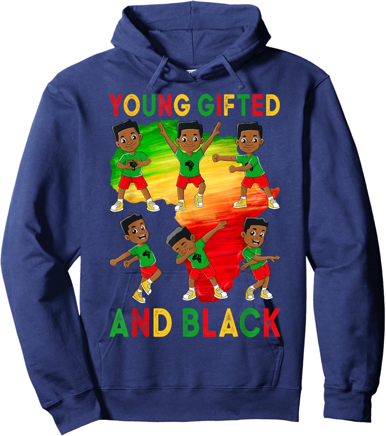 Young Gifted and Black Boys Kids Juneteenth Young King Hoodie - Hoodie | Navy