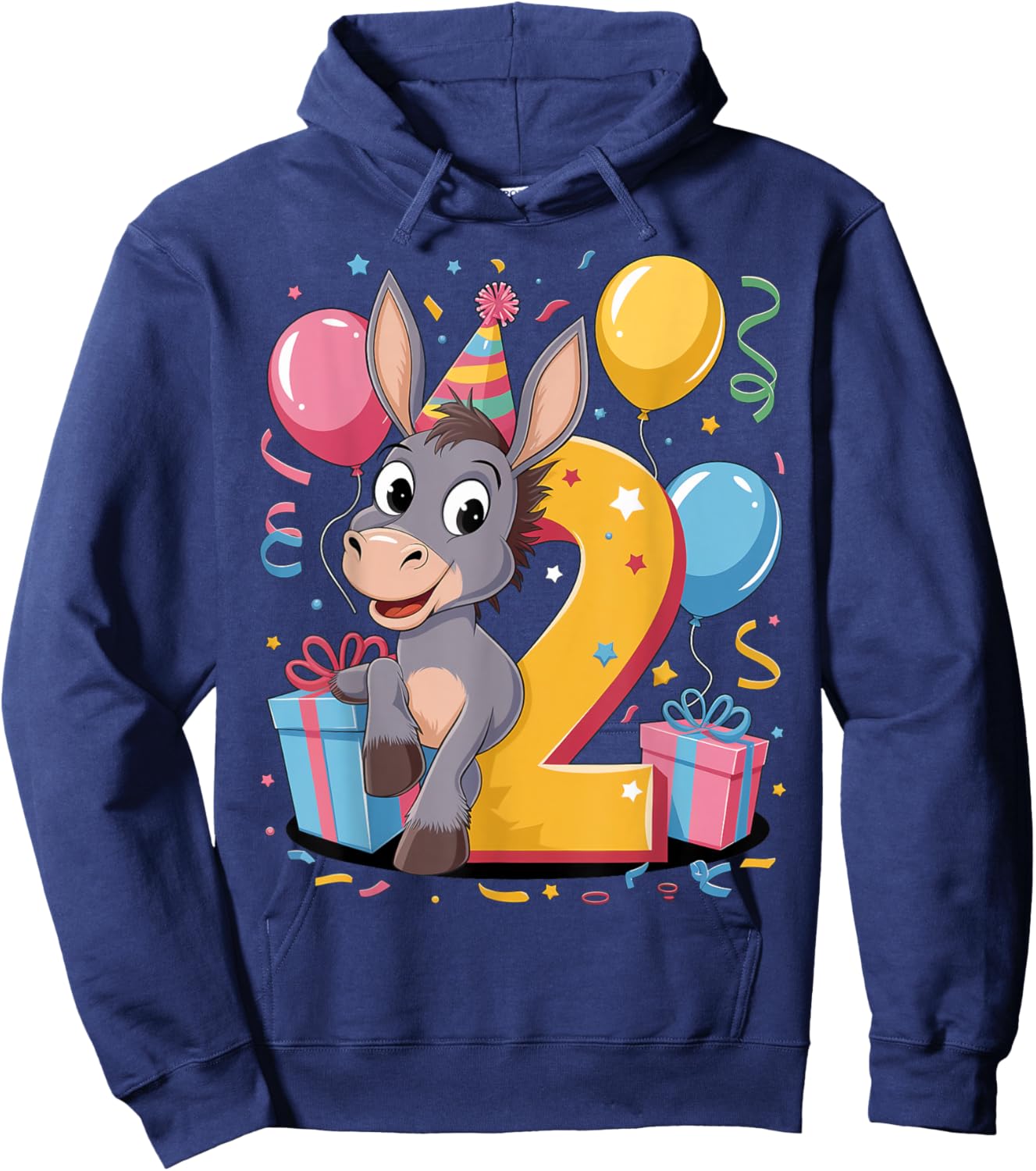 Donkey 2nd birthday boy girl 2 years old second two Donkey Hoodie - Hoodie | Navy