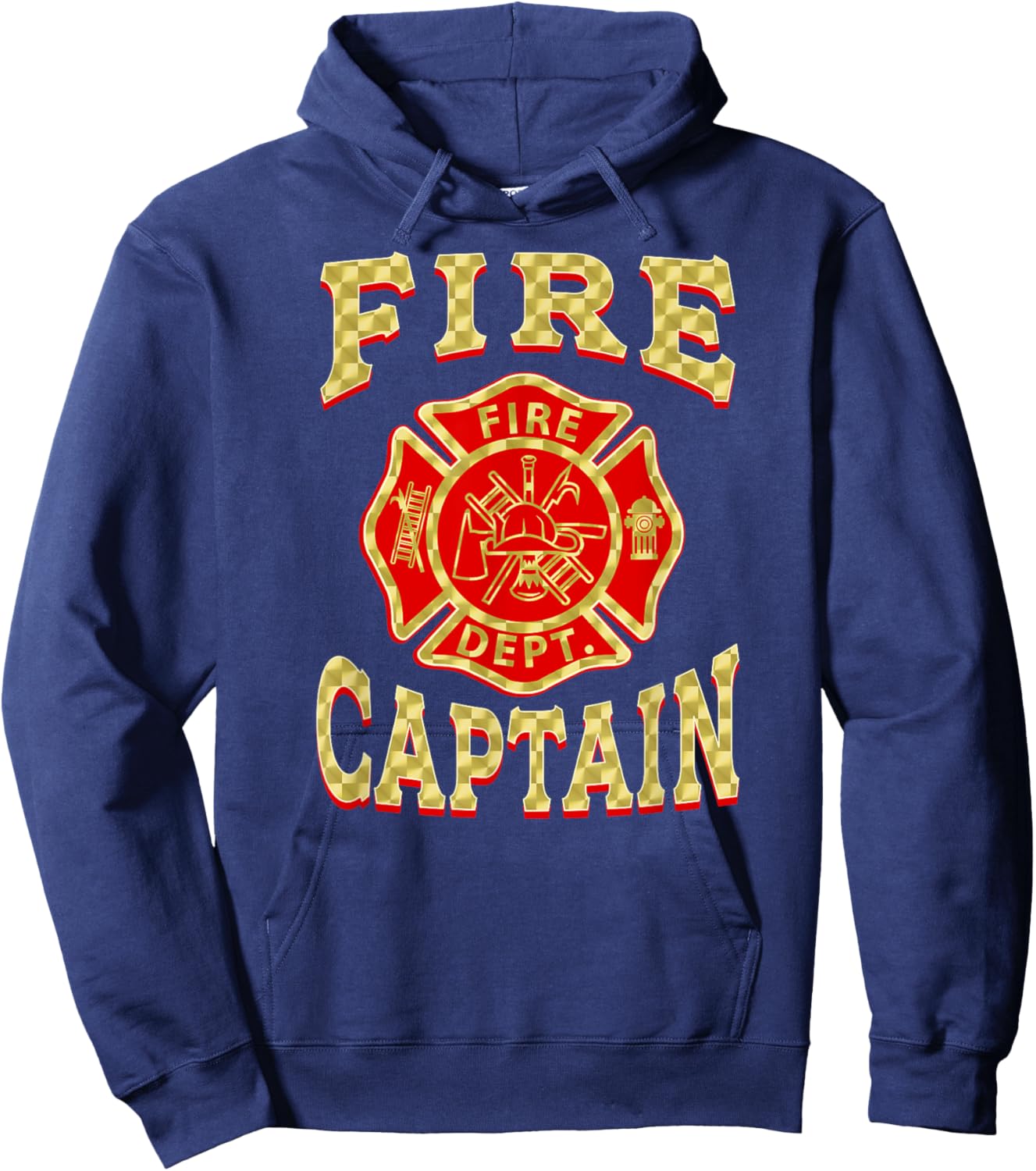 FIRE CAPTAIN Badge Firefighter Fire Department Flag Fireman Hoodie - Hoodie | Navy