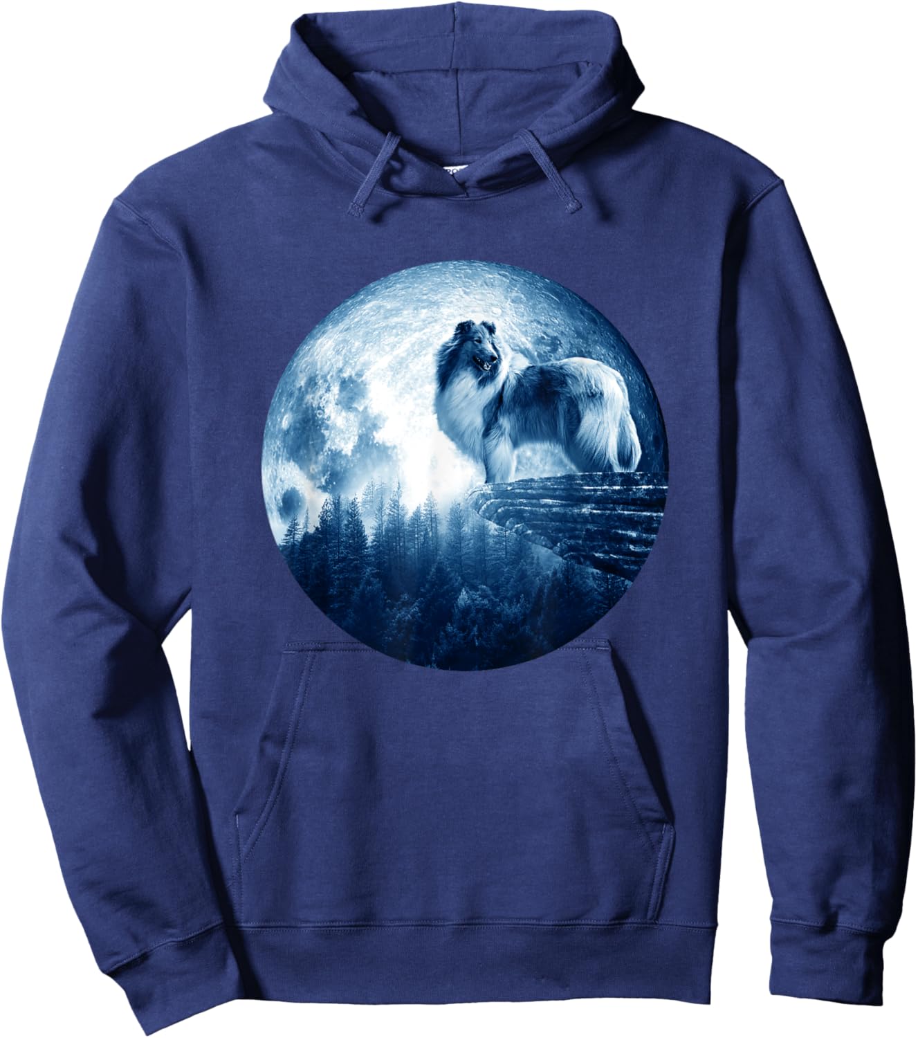 Rough Collie Dog Moon Dog Mom Dad Women Men Dog Lovers Hoodie - Hoodie | Navy