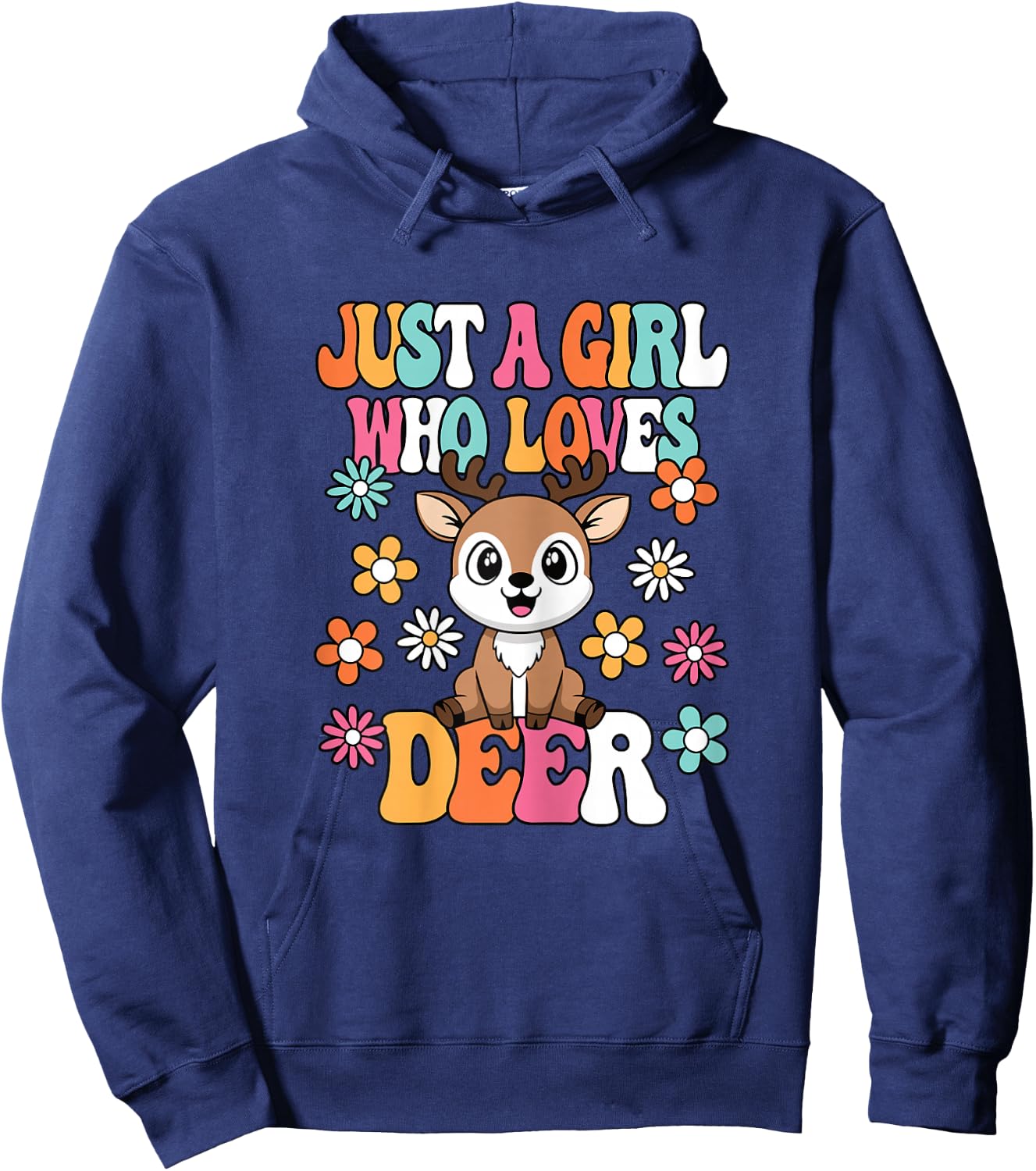 Just A Girl Who Loves Deer Cute Deer Lover Girls Kids Hoodie - Hoodie | Navy