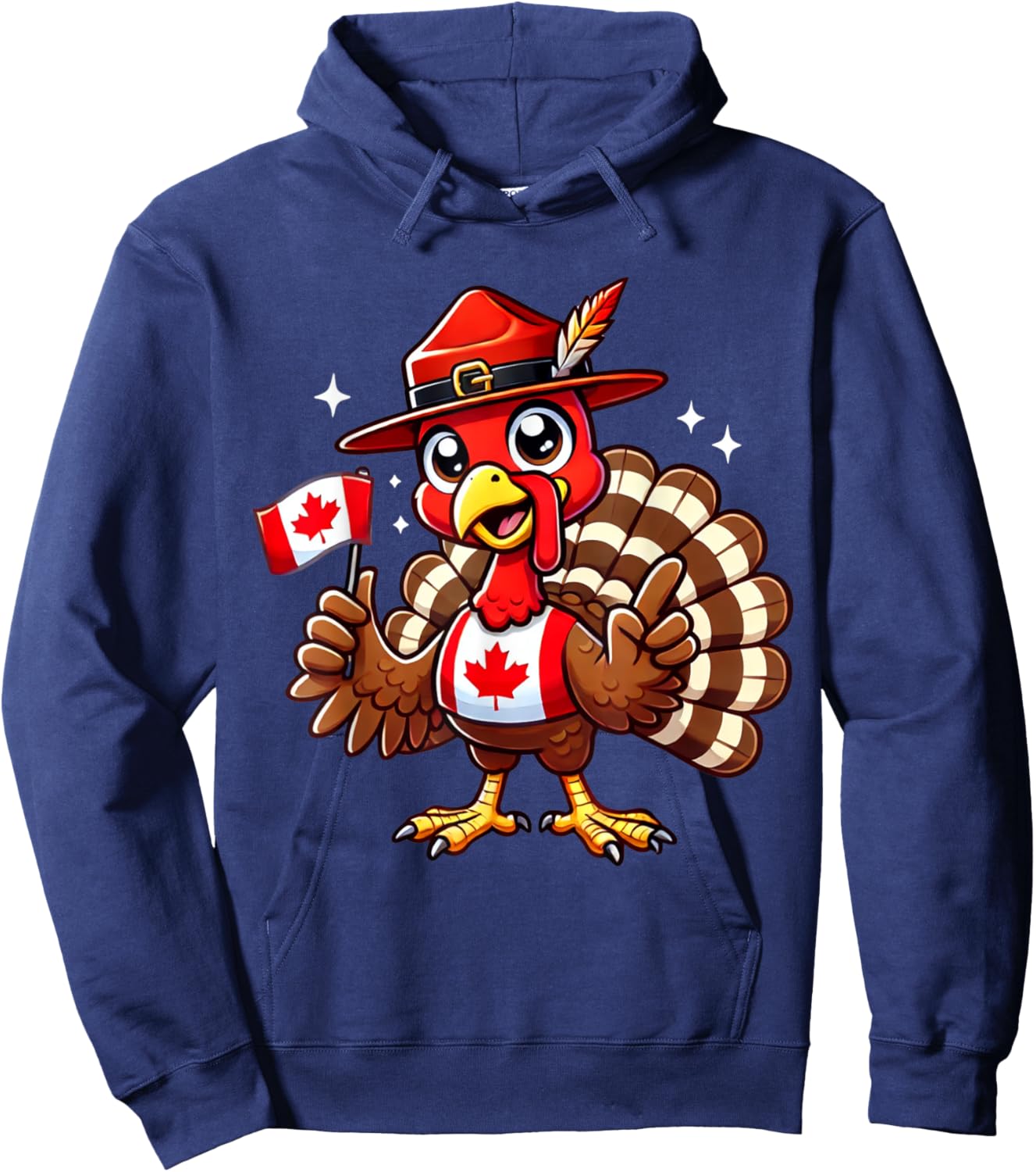 Funny Turkey Graphic Canada Flag Happy Canadian Thanksgiving Hoodie - Hoodie | Navy