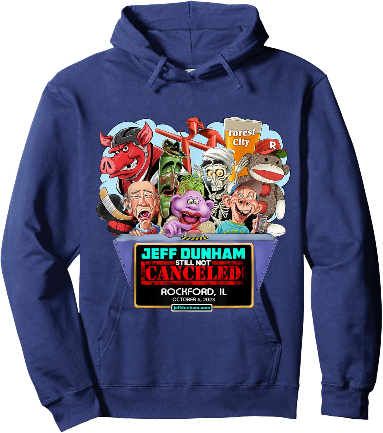 Jeff Dunham Rockford, IL (2023) Hoodie - Hoodie | Navy