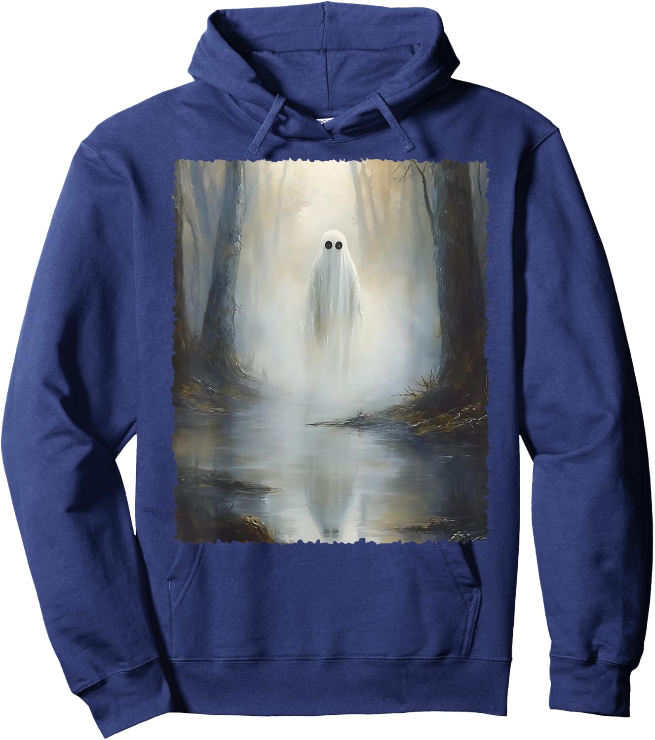 Spooky Halloween Costume Vintage Ghost In The Forest Gothic Hoodie - Hoodie | Navy