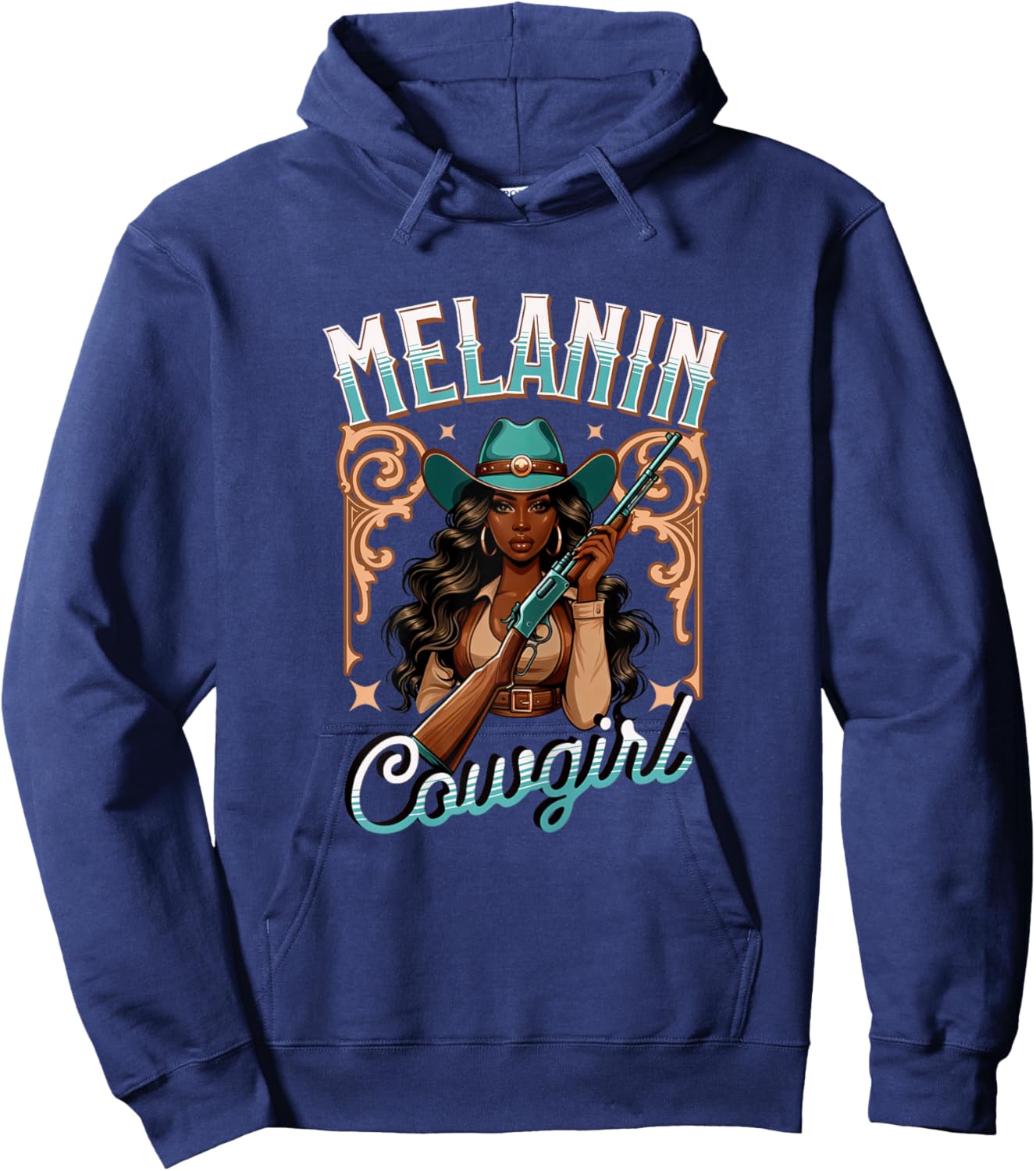 Melanin Cowgirl Rodeo Queen Country Girl African American Hoodie - Hoodie | Navy