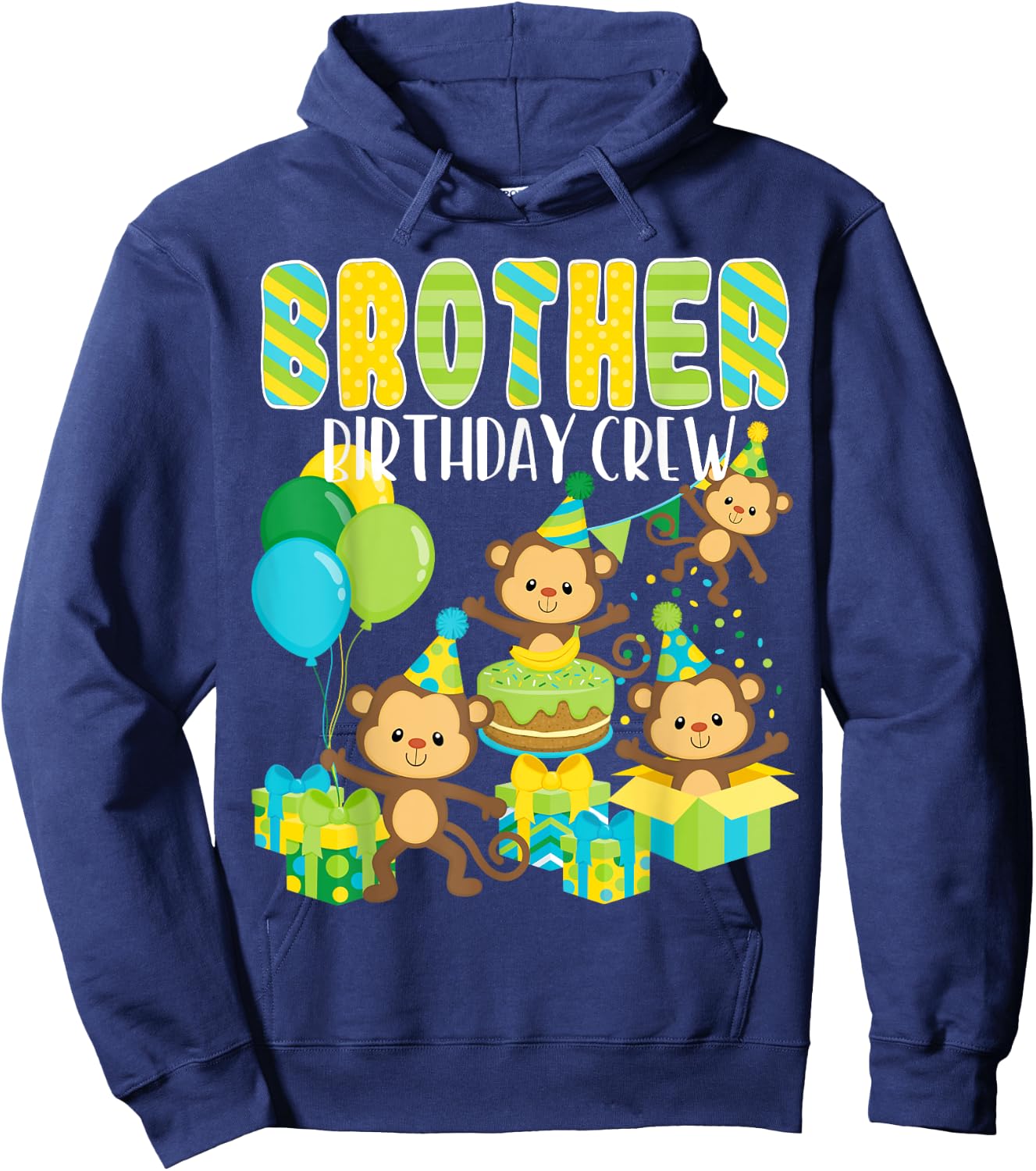 Birthday Party Monkey Brother Birthday Crew Family Matching Hoodie - Hoodie | Navy