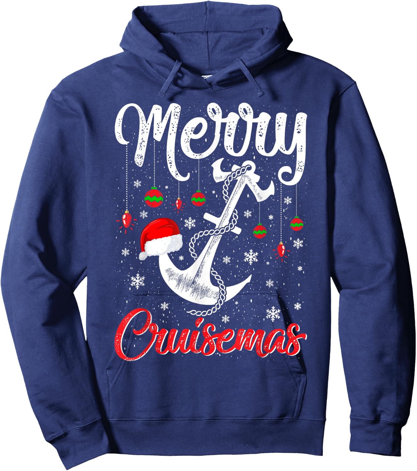 Merry Cruisemas Ugly Christmas Sweater Cruise Ship Hoodie - Hoodie | Navy