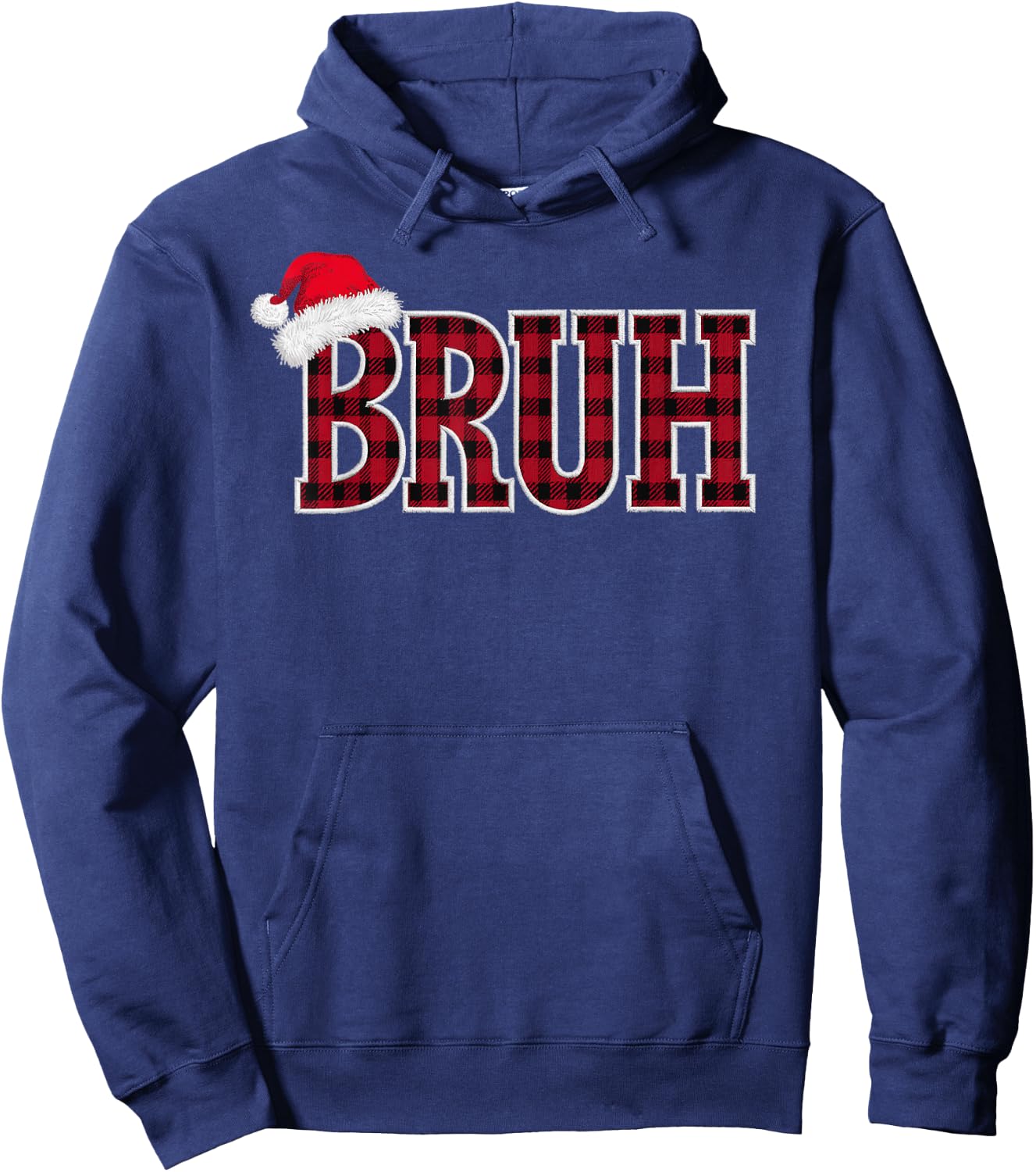 Bruh Funny Christmas Plaid Xmas Pajamas Teens Boys Kids Hoodie - Hoodie | Navy