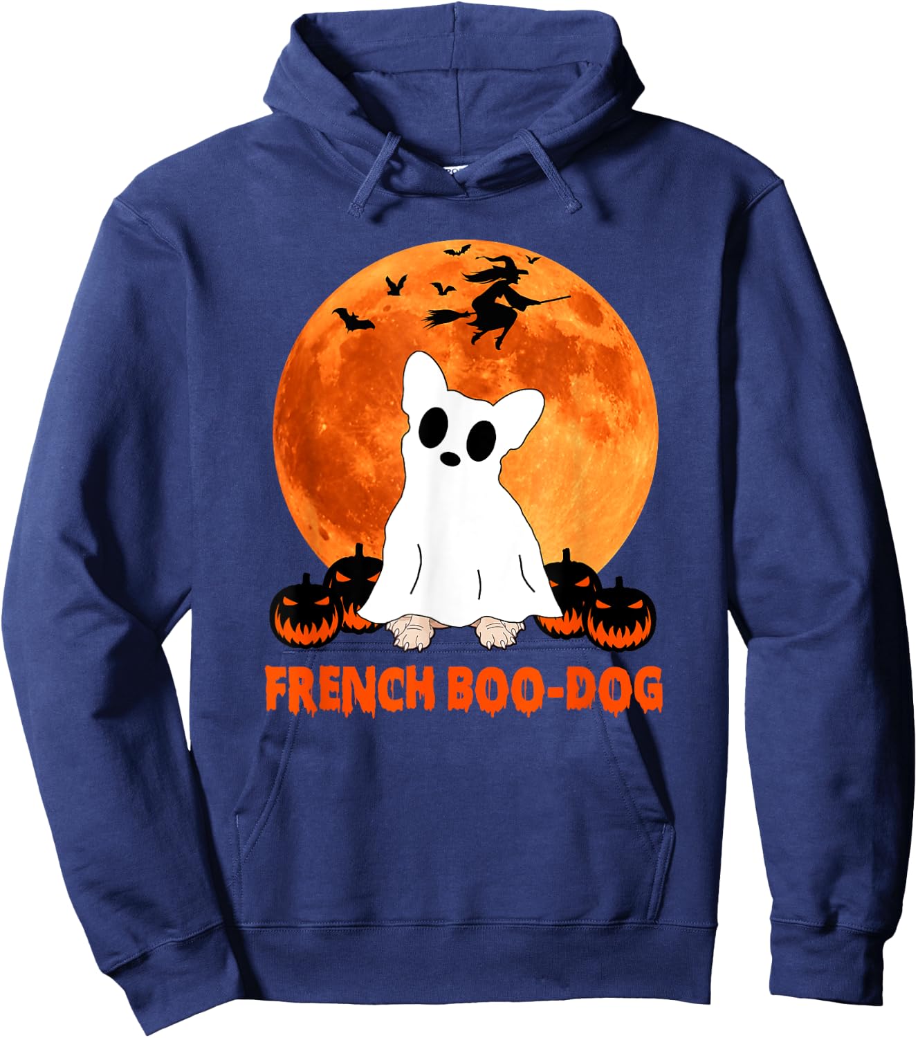 French Boo-Dog Funny French Bulldog Halloween Men Women Kids Hoodie - Hoodie | Navy