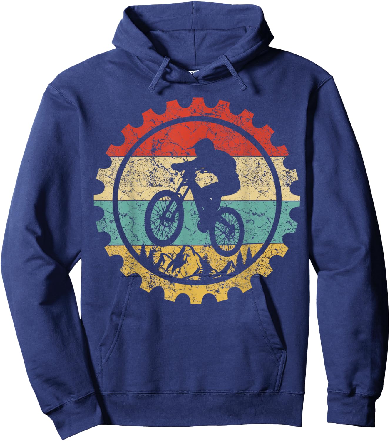 Wheelie Awesome Mountain Biking Co Retro Vintage MTB Bicycle Bike Rider Hoodie - Hoodie | Navy