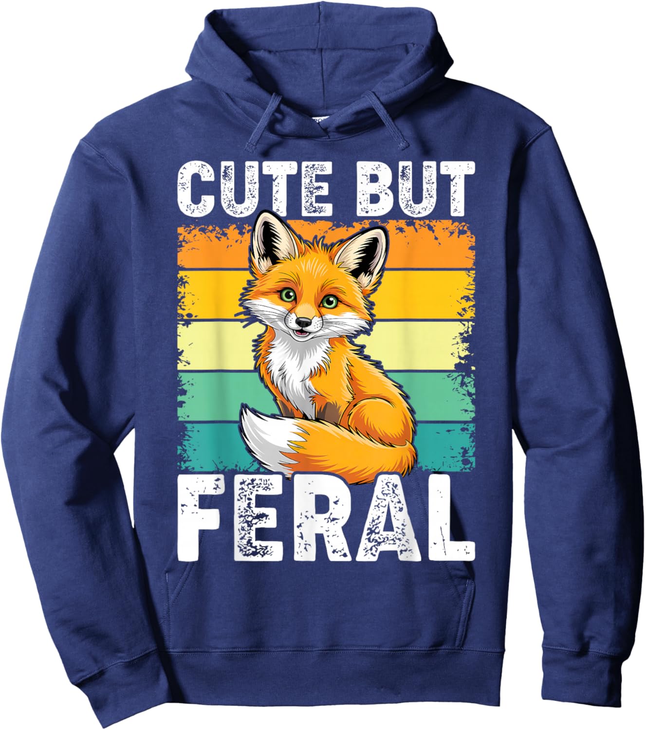 Funny Cute But Feral Fox Toddler Boy Girl Hoodie - Hoodie | Navy